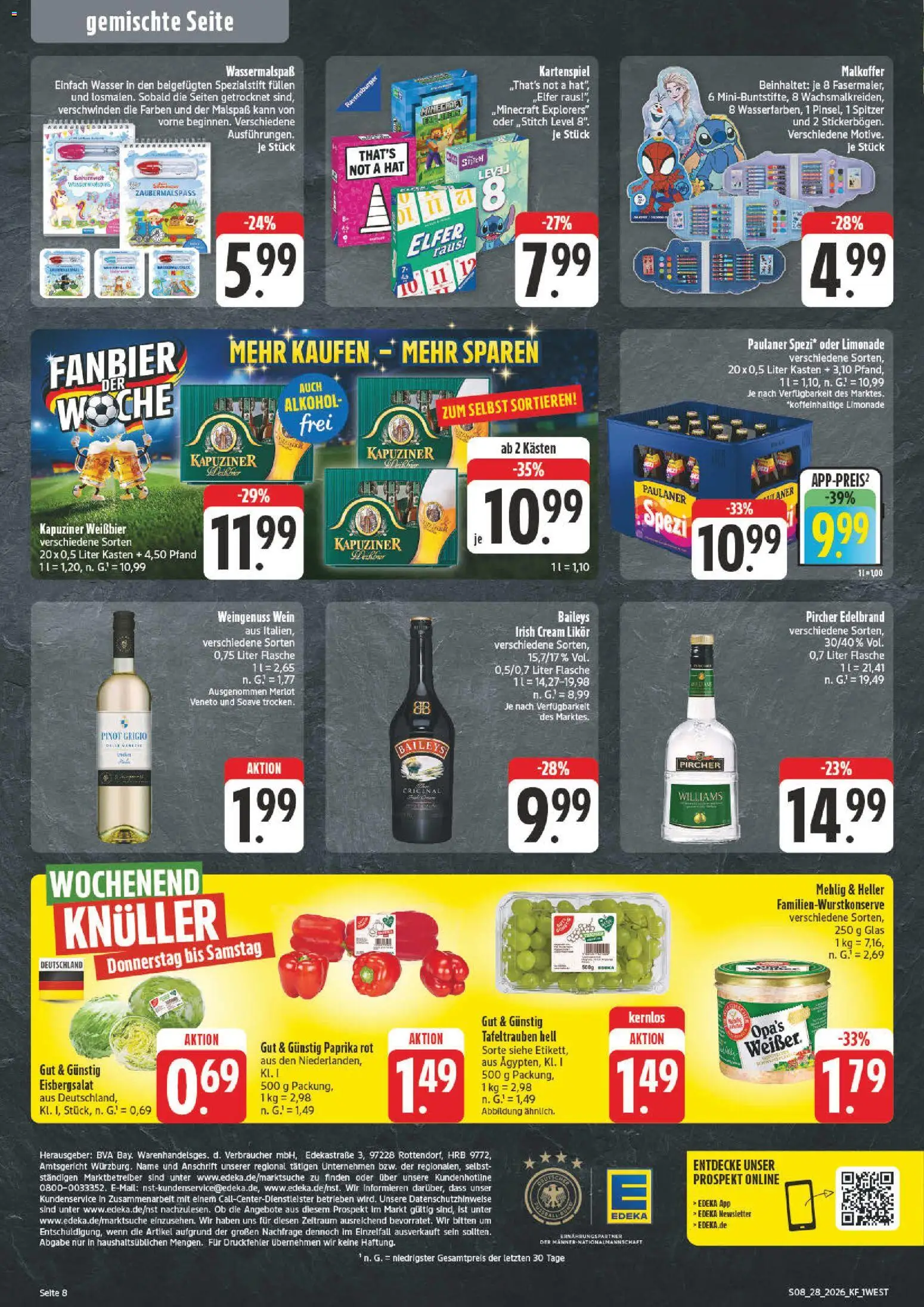 nah & gut Prospekt – gültig ab 06.07.2026 | Seite: 8 | Produkte: Likör, Eisbergsalat, Paprika, Paulaner
