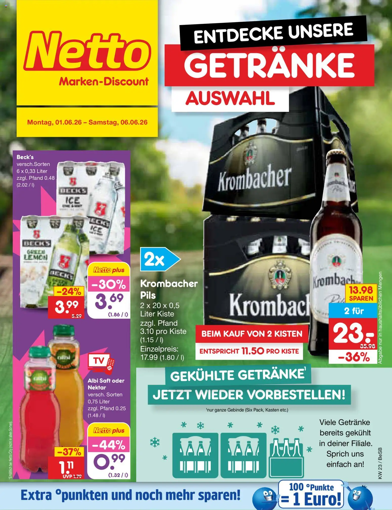 Netto Marken-Discount Prospekt – gültig ab 01.06.2026 | Seite: 28 | Produkte: Pils, Krombacher, Saft