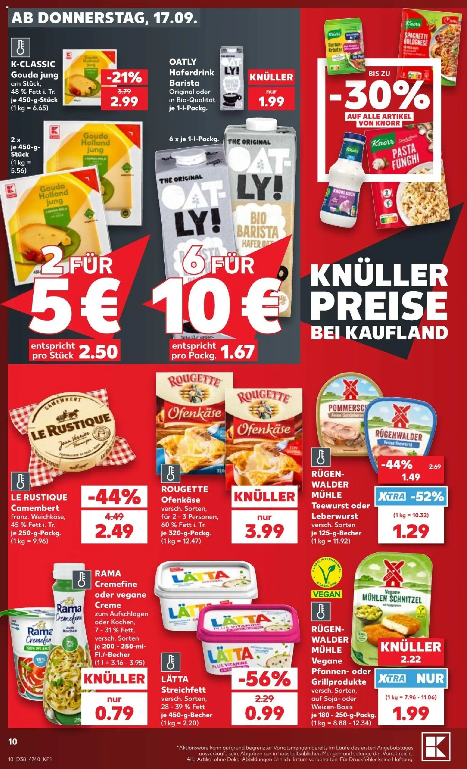 Kaufland Prospekt Hannover – gültig ab 17.09.2026 | Seite: 10 | Produkte: Spaghetti, Rama cremefine, Haferdrink, Pasta