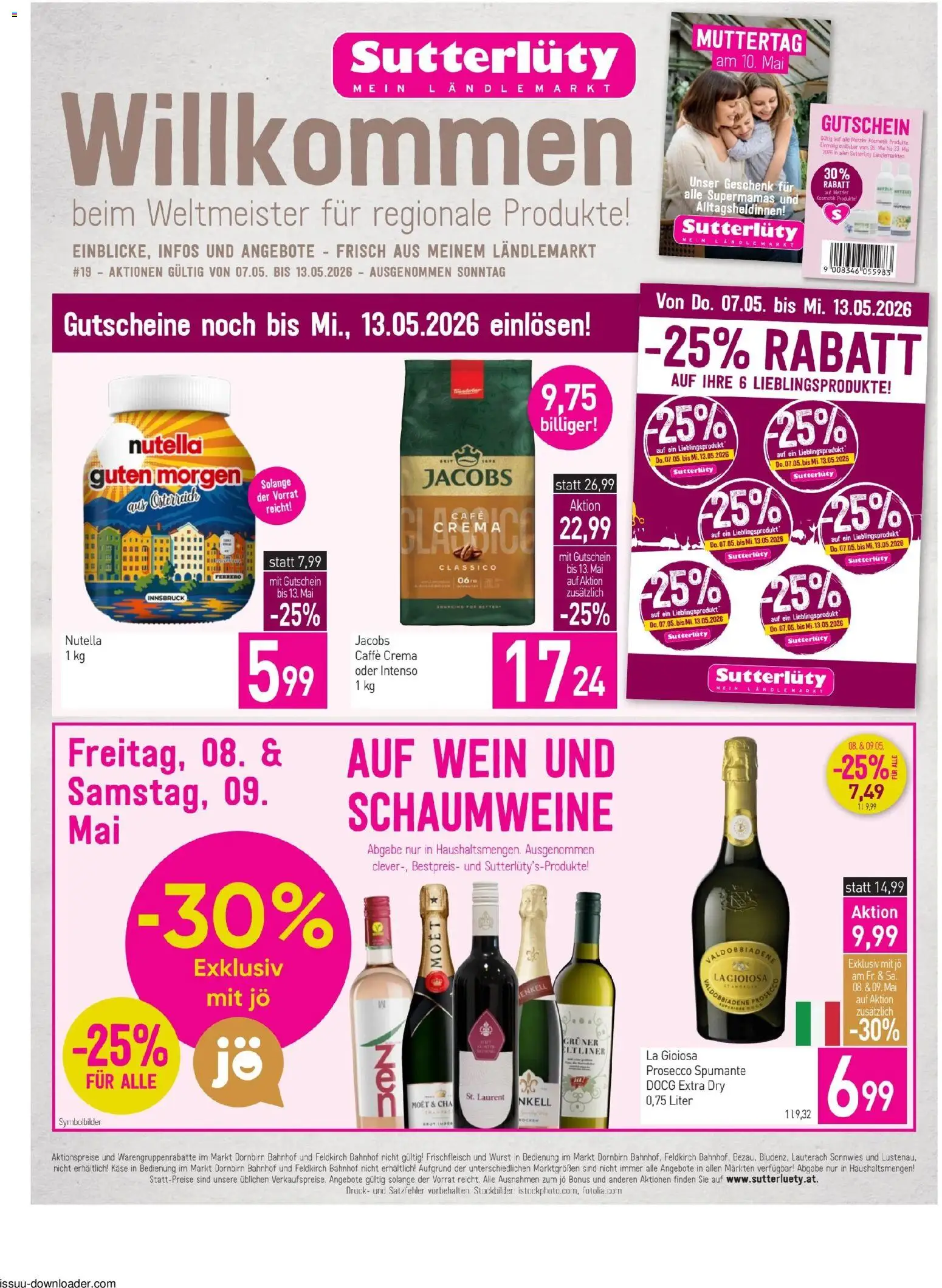 Sutterlüty Flugblatt gültig ab 07.05.2026 | Seite: 1 | Produkte: Wurst, Käse, Wein