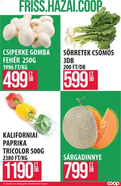 COOP Szolnok akciós újság - amely érvényes a következő dátumtól: 11.06.2026 | Oldal: 2 | Termékek: Gomba, Kaliforniai paprika, Sárgadinnye