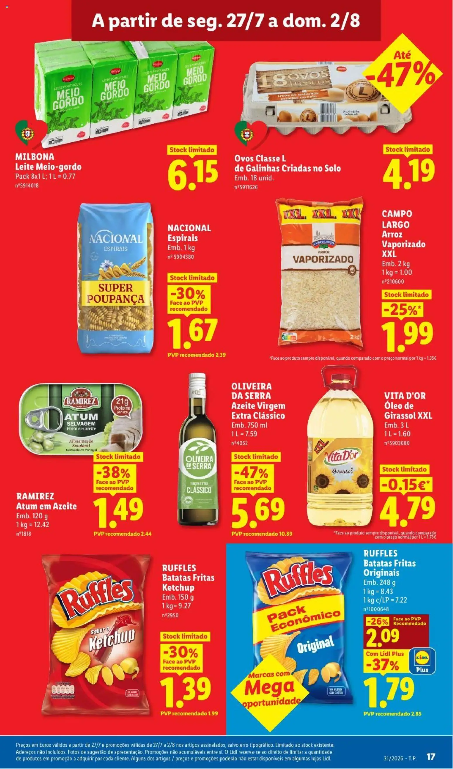 Lidl folheto │ válido de 27/07/2026 | Página: 17 | Produtos: Atum, Azeite, Batatas fritas, Proteina
