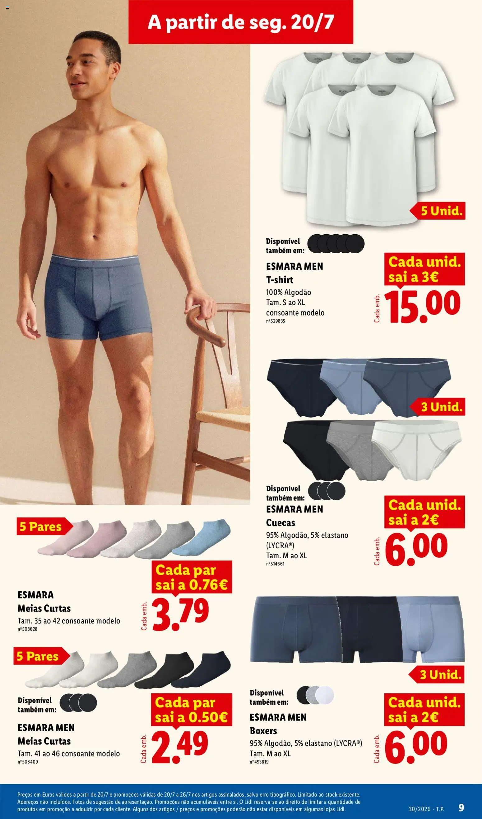 Lidl Novidades │ válido de 20/07/2026 | Página: 9 | Produtos: Algodão, Meias, Cuecas