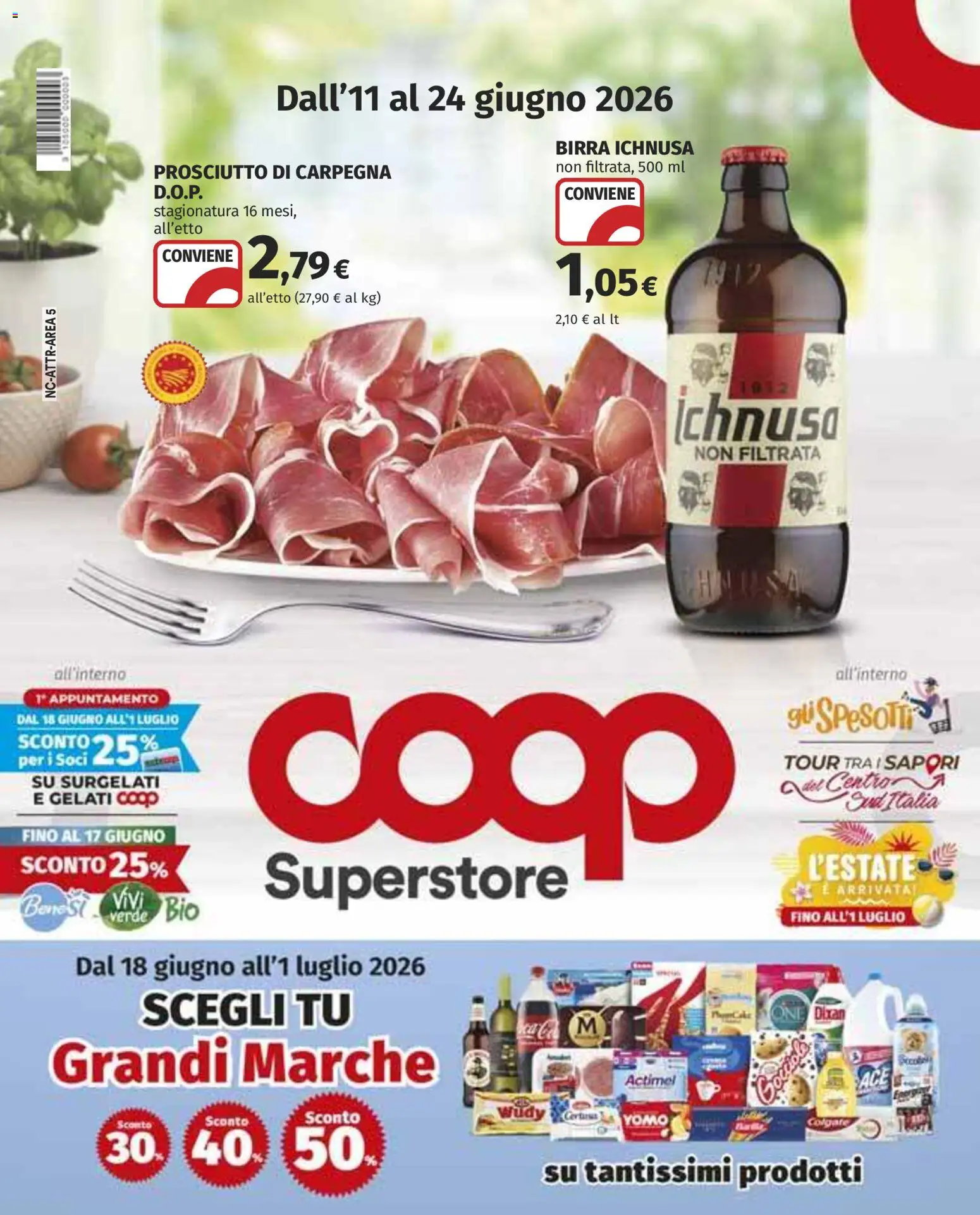 Volantino COOP del 11.06.2026 | Pagina: 1 | Prodotti: Birra, Prosciutto