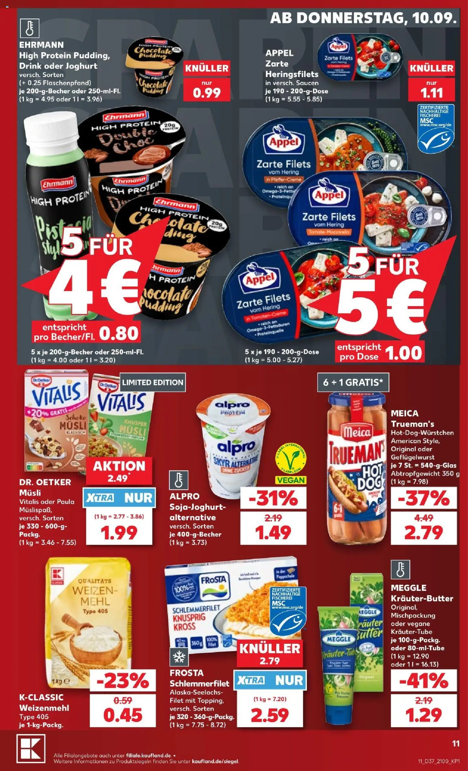 Kaufland Prospekt Stuttgart – gültig ab 10.09.2026 | Seite: 11 | Produkte: Musli, Joghurt, Mozzarella, Alpro