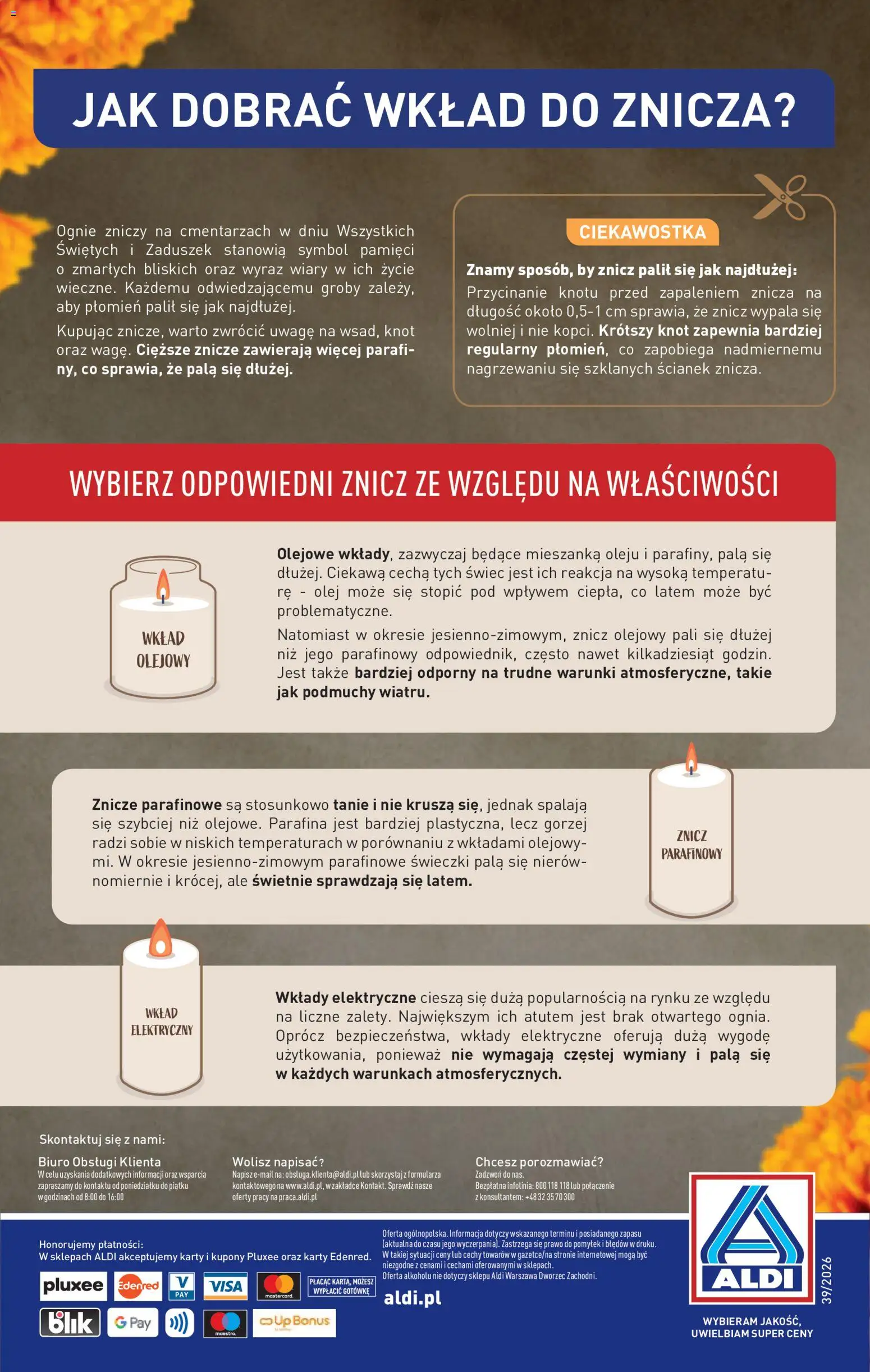 Aldi gazetka - Znicze i stroiki od 28.09.2026 | Strona: 12 | Produkty: Znicze, Olej