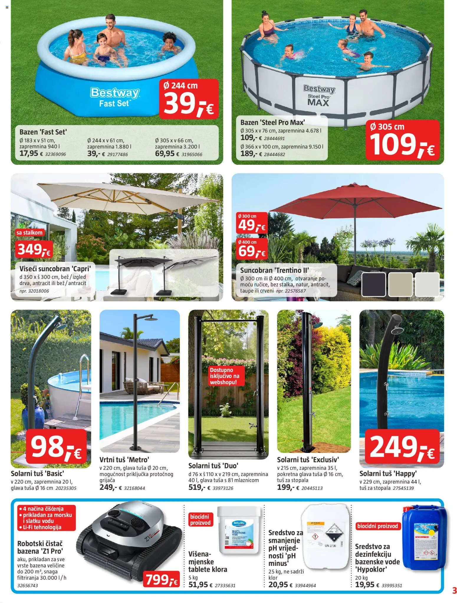 Bauhaus katalog | vrijedi od 17.06.2026 | Stranica: 3 | Proizvodi: Tuš, Bazen, Suncobran