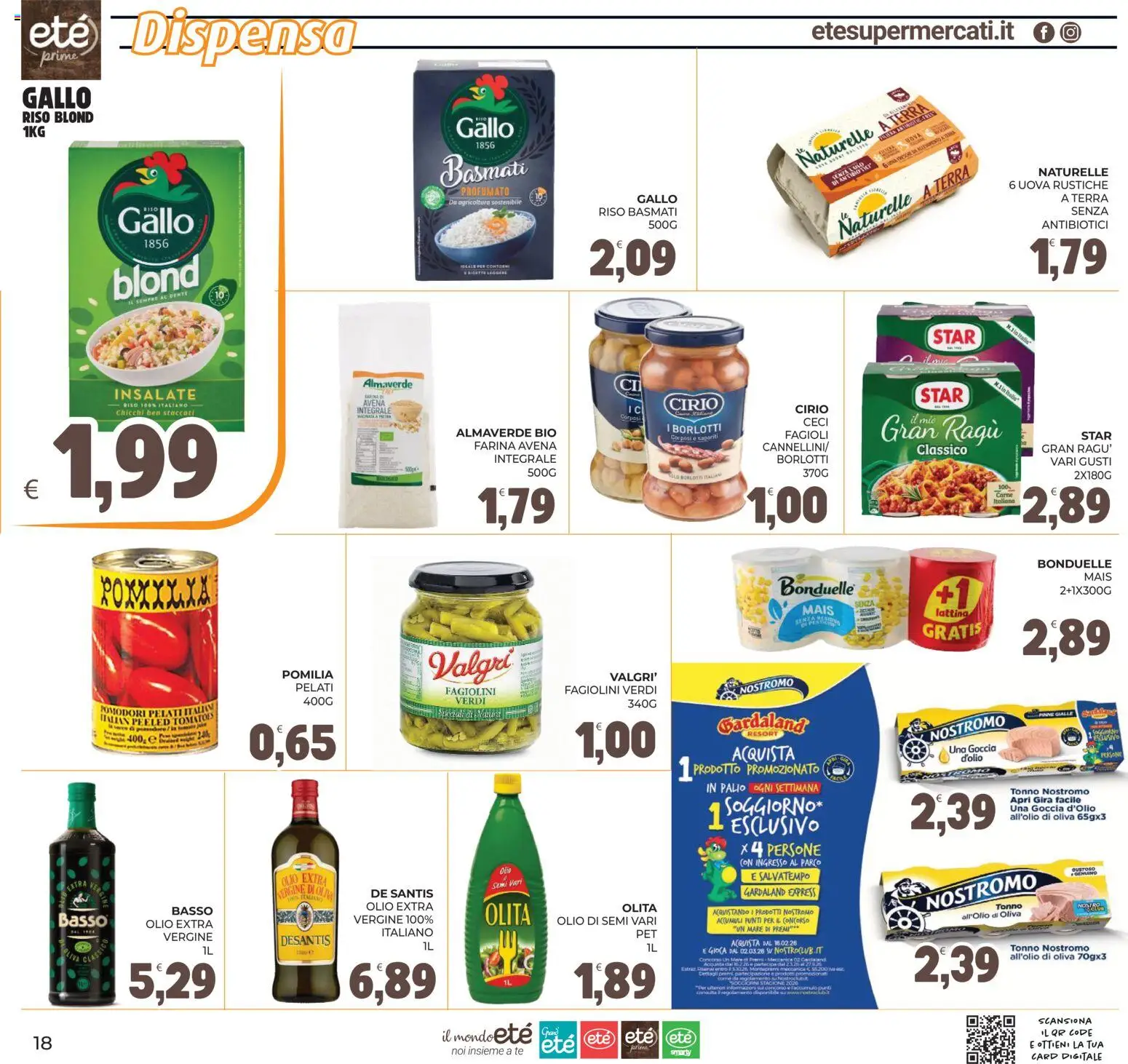 Volantino Eté del 16/07/2026 | Pagina: 18 | Prodotti: Fagioli, Pomodori, Ragú, Olio extra vergine