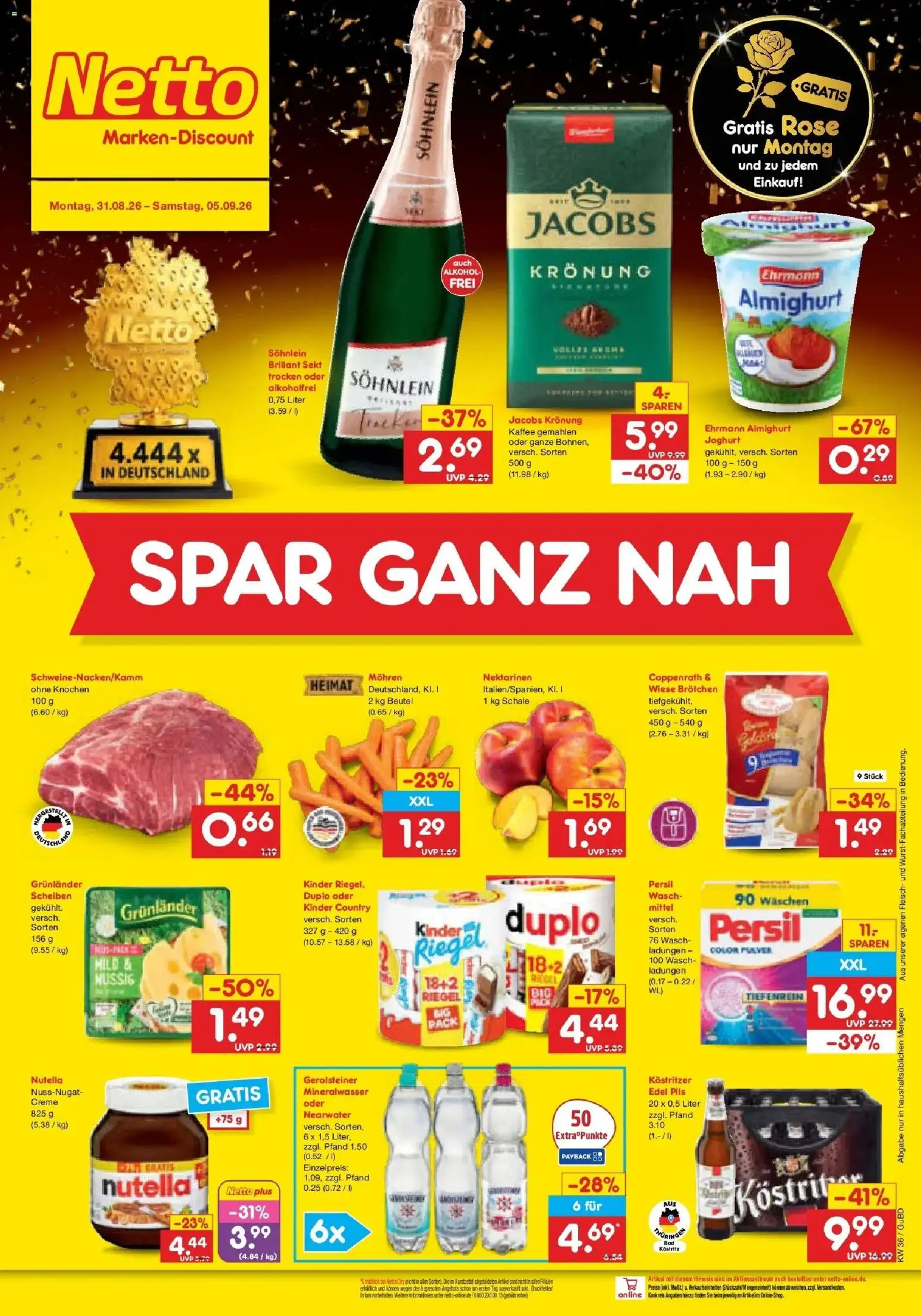 Netto Marken-Discount Prospekt Augustusburg – gültig ab 31.08.2026 | Seite: 2 | Produkte: Joghurt, Creme, Fleisch, Gerolsteiner