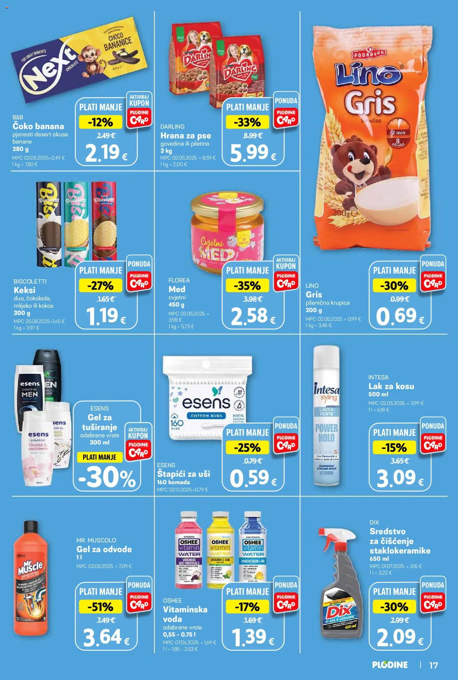 Plodine katalog | vrijedi od 17.06.2026 | Stranica: 17 | Proizvodi: Štapići za uši, Mlijeko, Piletina, Govedina