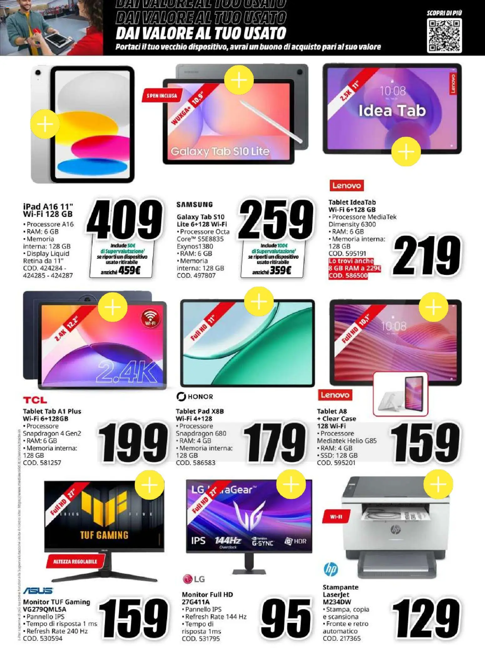 Volantino Media World del 30/10/2026 | Pagina: 8 | Prodotti: Monitor, Tablet, Ipad, Samsung