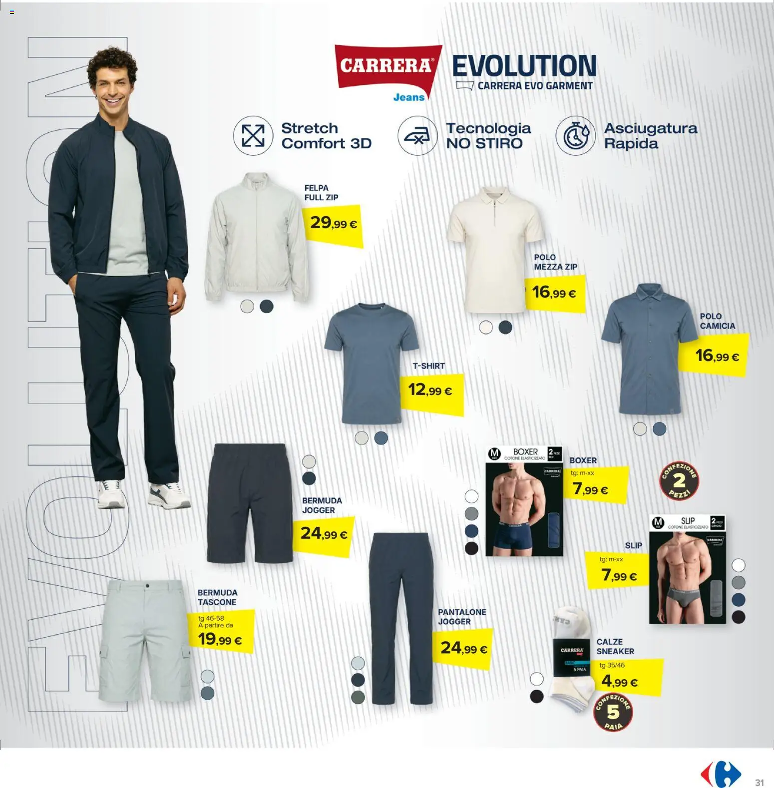 Volantino Carrefour del 07.04.2026 | Pagina: 31 | Prodotti: Felpa, Slip, Boxer, Jeans