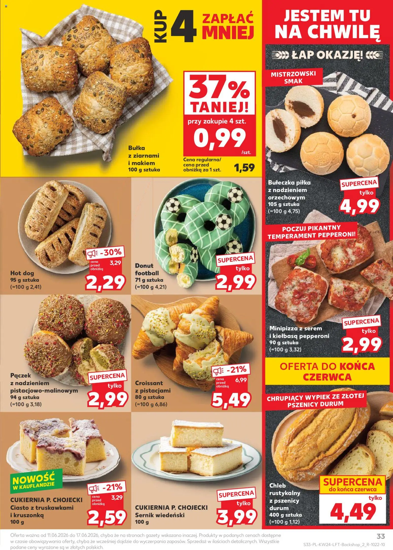 Kaufland Polsko leták od 11.06.2026 | Strana: 33 | Produkty: Donut, Chléb, Hot dog, Croissant