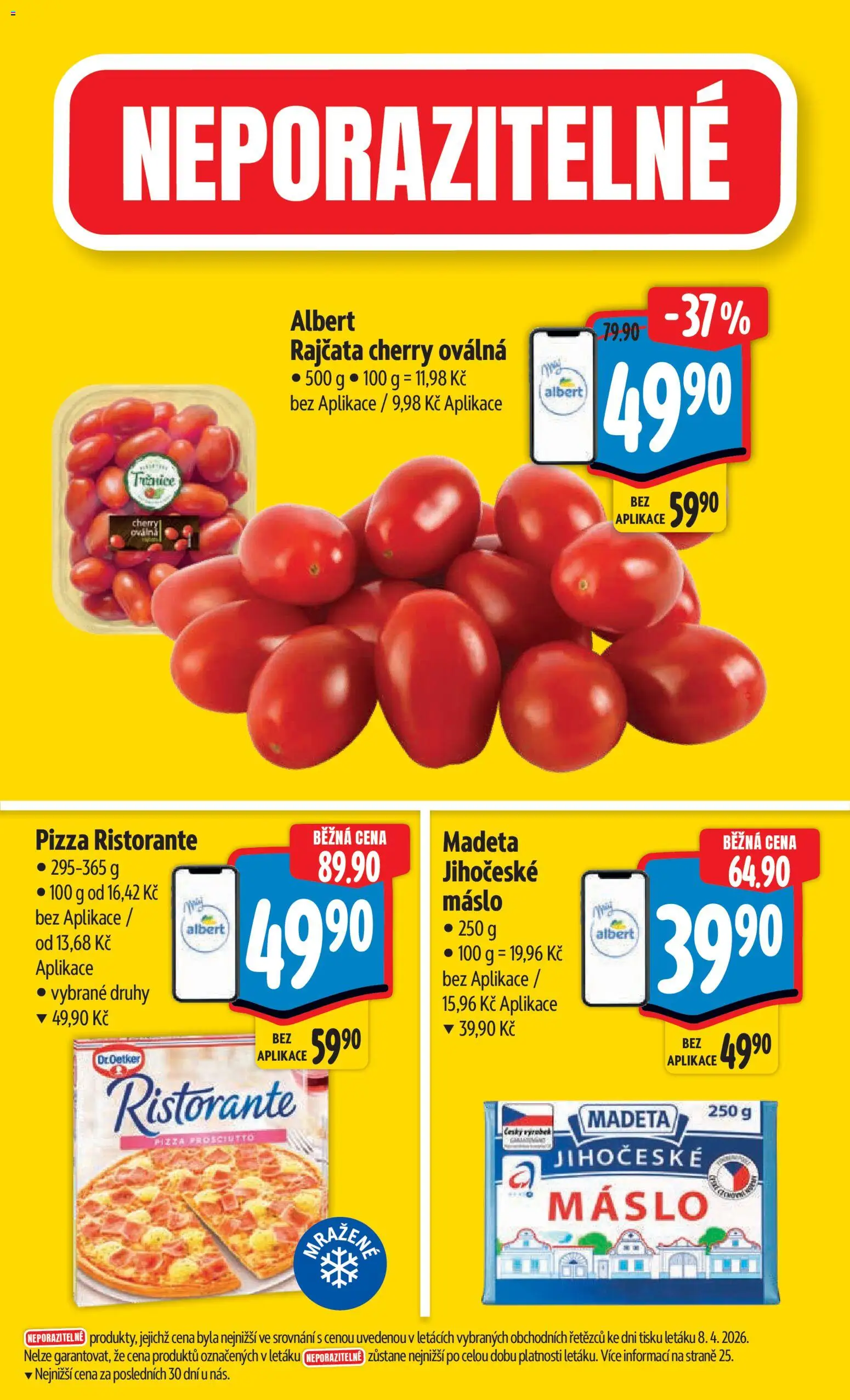Albert leták - Hypermarket od 15.04.2026 | Strana: 3 | Produkty: Máslo, Pizza, Prosciutto, Rajčata