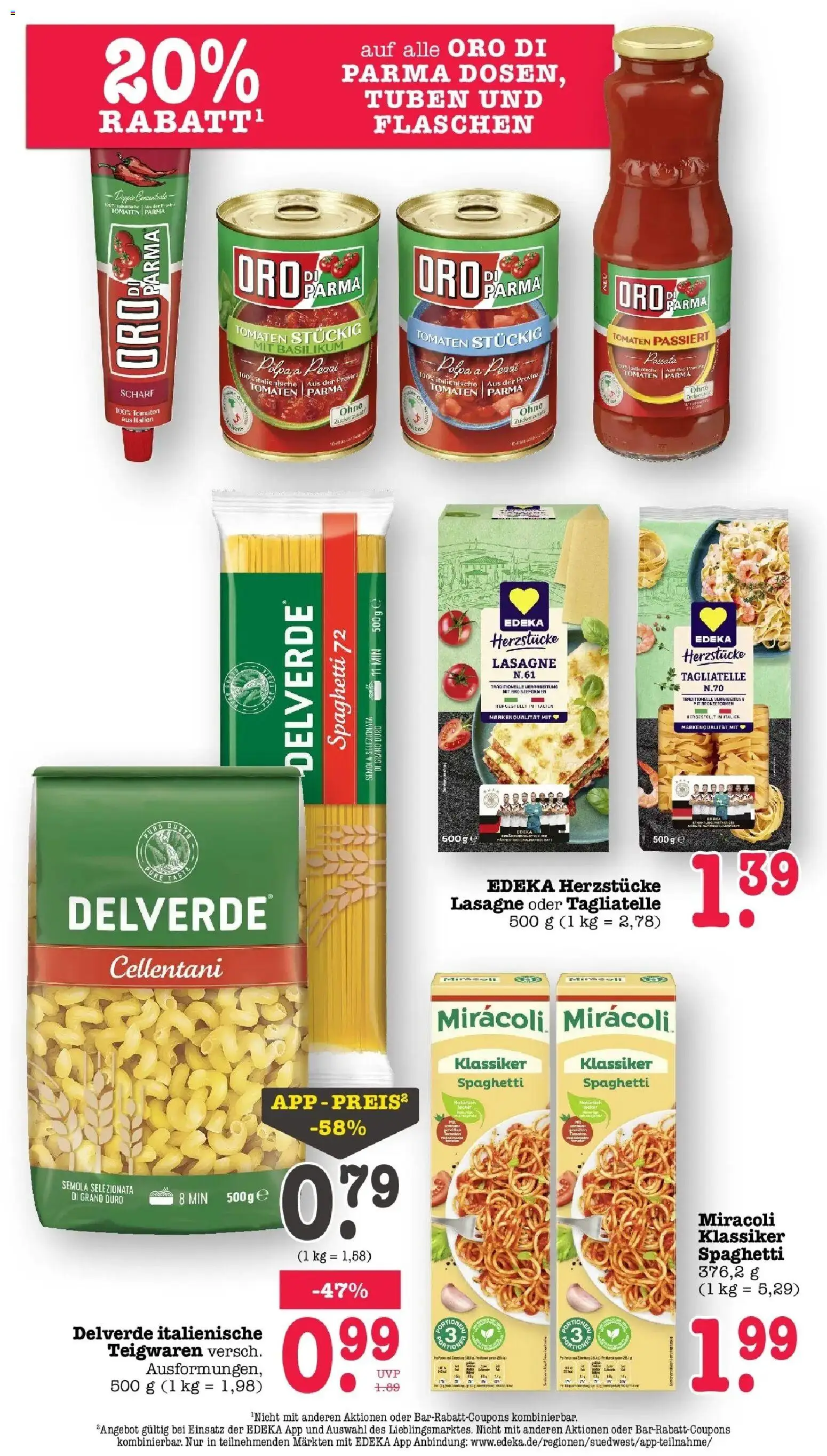 Edeka Prospekt Offenbach (ab 26.10.2026) » Angebote Online | Seite: 37 | Produkte: Spaghetti, Tomaten, Lasagne, Oro di parma