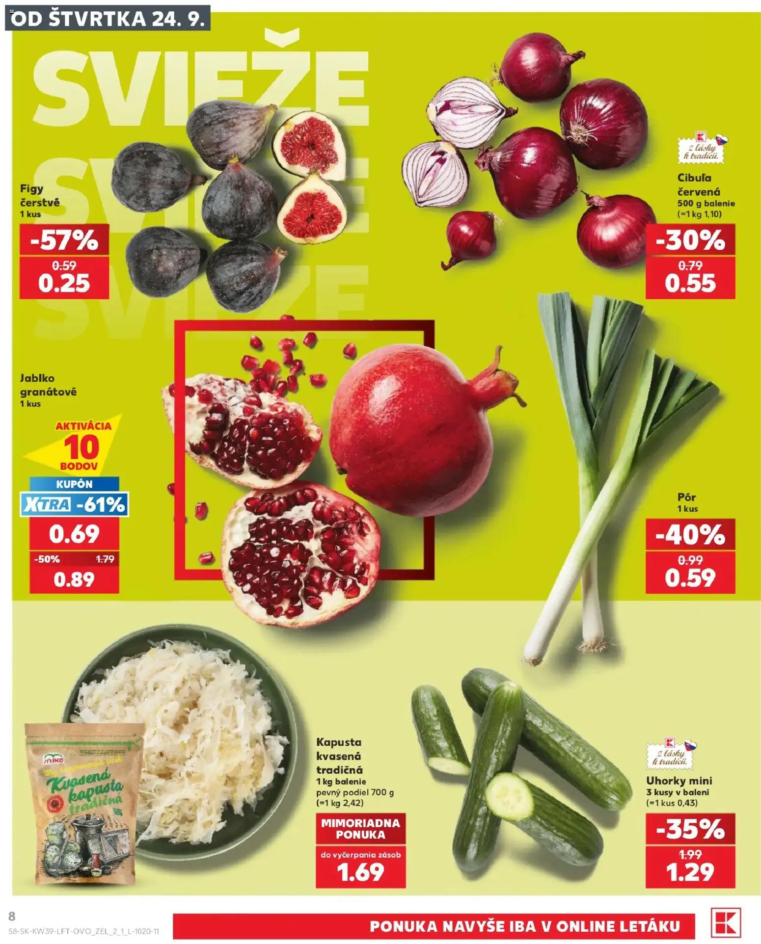 Nové Kaufland akcie – leták je platný od 24.09.2026 | Strana: 8 | Produkty: Kapusta, Figy, Cibuľa, Uhorky