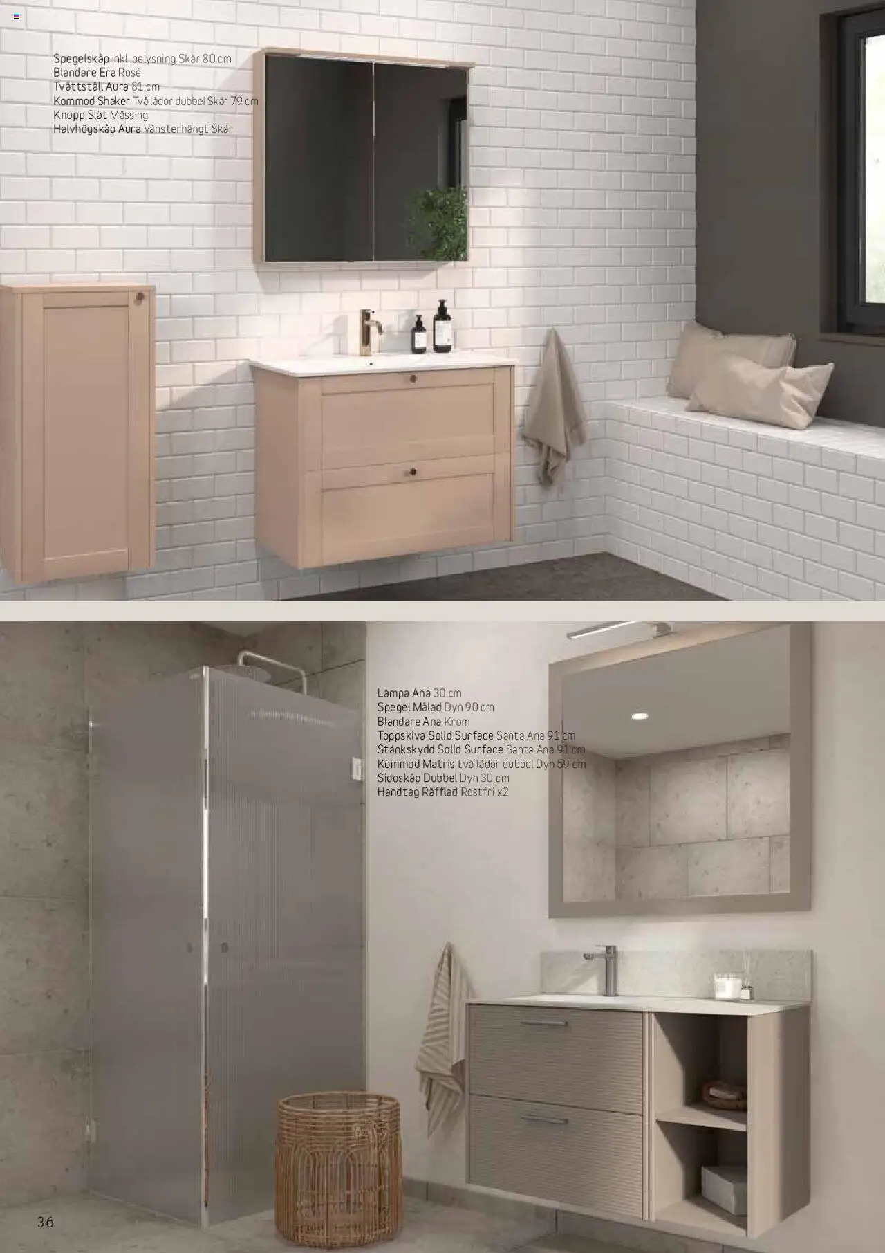Bauhaus reklamblad aktuell från 25.08.2025 | Sida: 36 | Produkter: Tvättställ, Spegel, Lampa