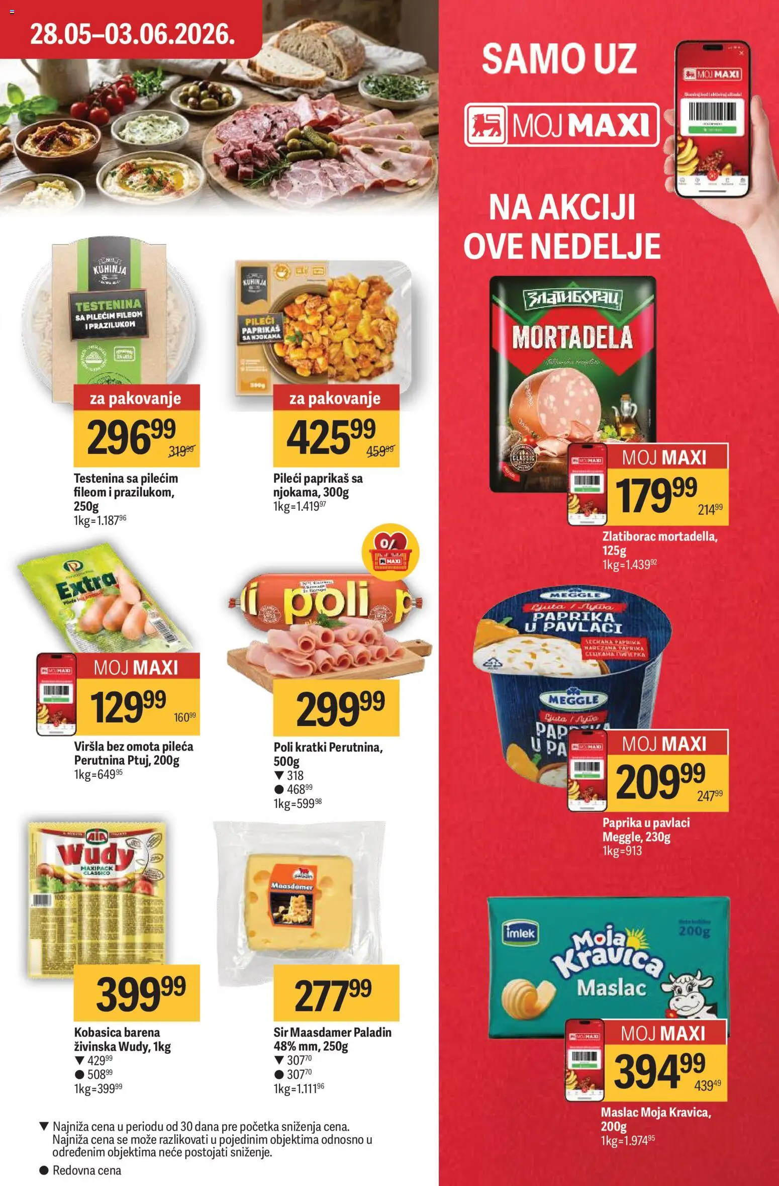 Maxi katalog - važi od 28.05.2026 | Strana: 15 | Proizvode: Testenina, Maslac, Paprika, Mortadela