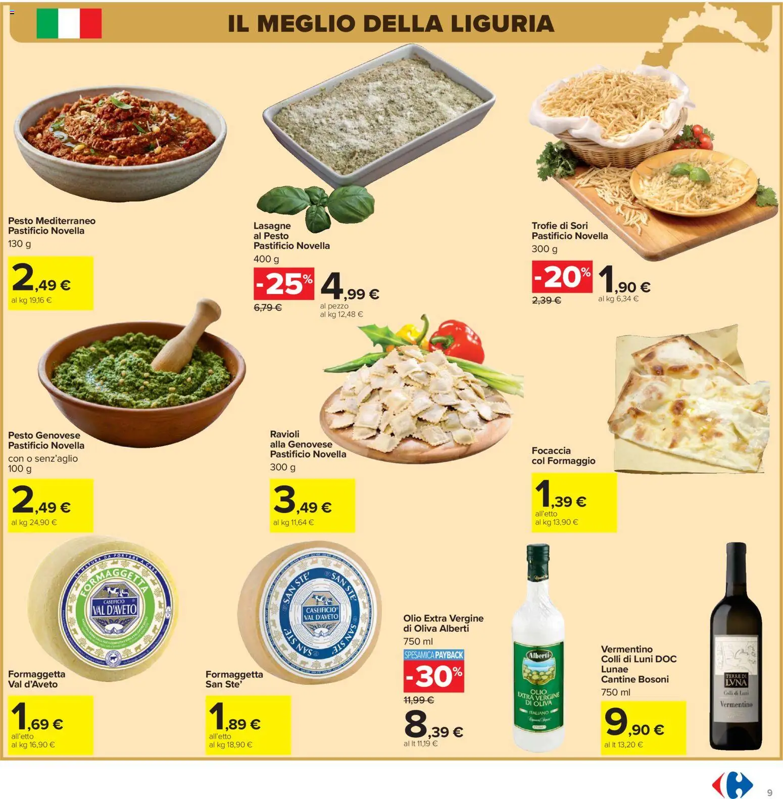 Volantino Carrefour del 07.04.2026 | Pagina: 9 | Prodotti: Formaggio, Olio, Ravioli, Olio extra vergine