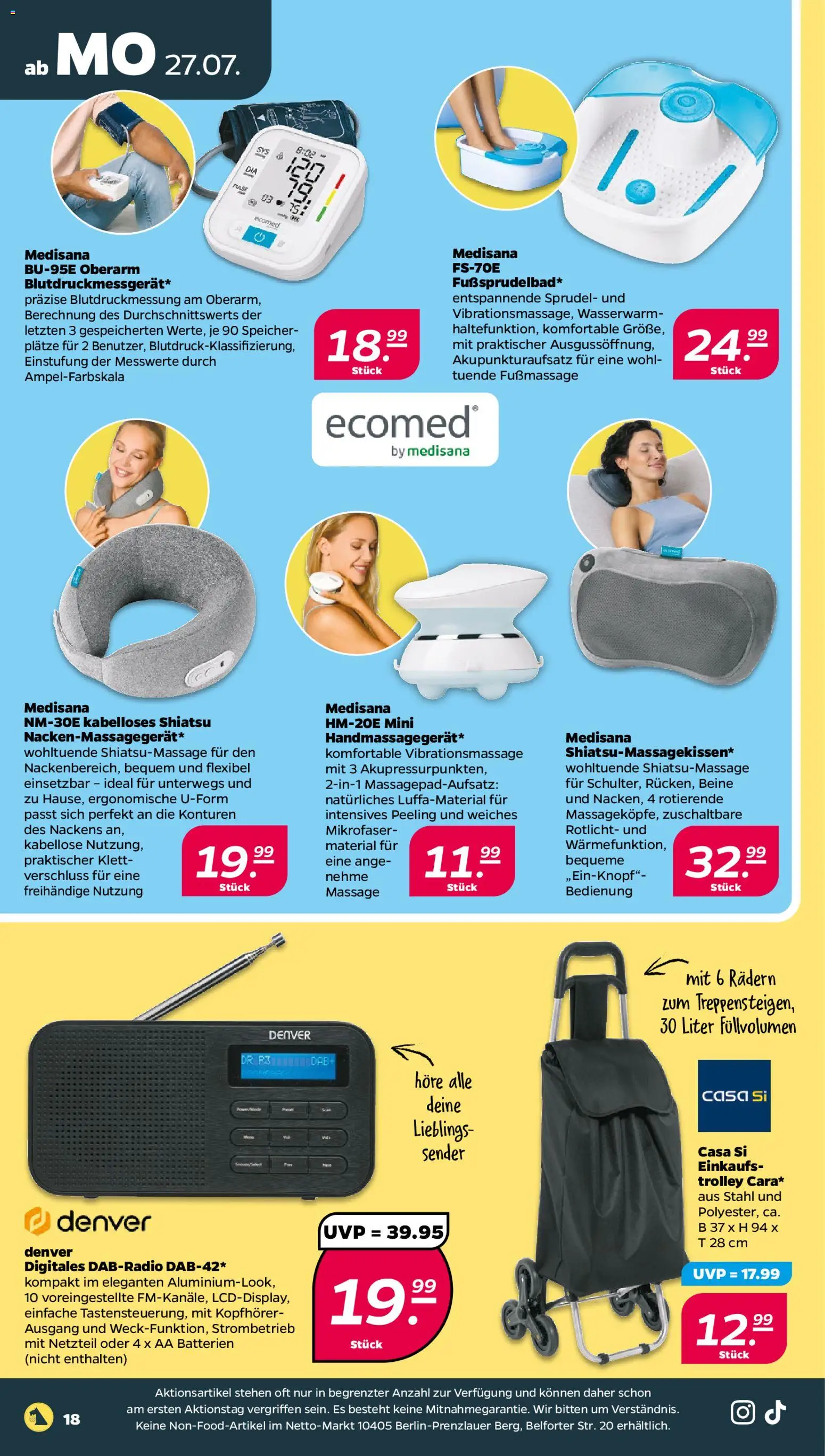 Netto Prospekt – gültig ab 27.07.2026 | Seite: 20 | Produkte: Batterien, Peeling, Netzteil, Kopfhörer