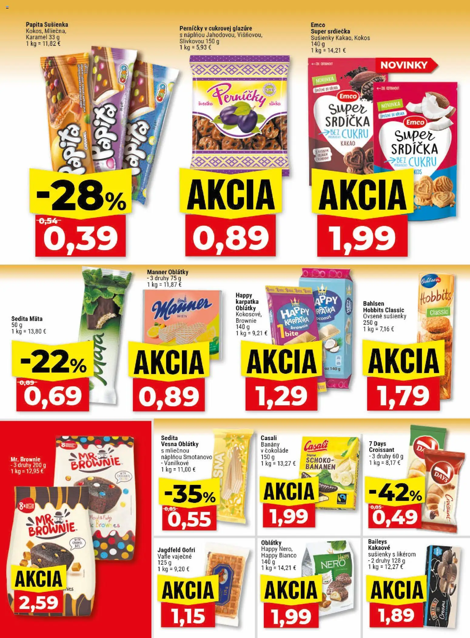 Nové Klas akcie – leták je platný od 18.05.2026 | Strana: 19 | Produkty: Banány, Croissant, Baileys, Kakao