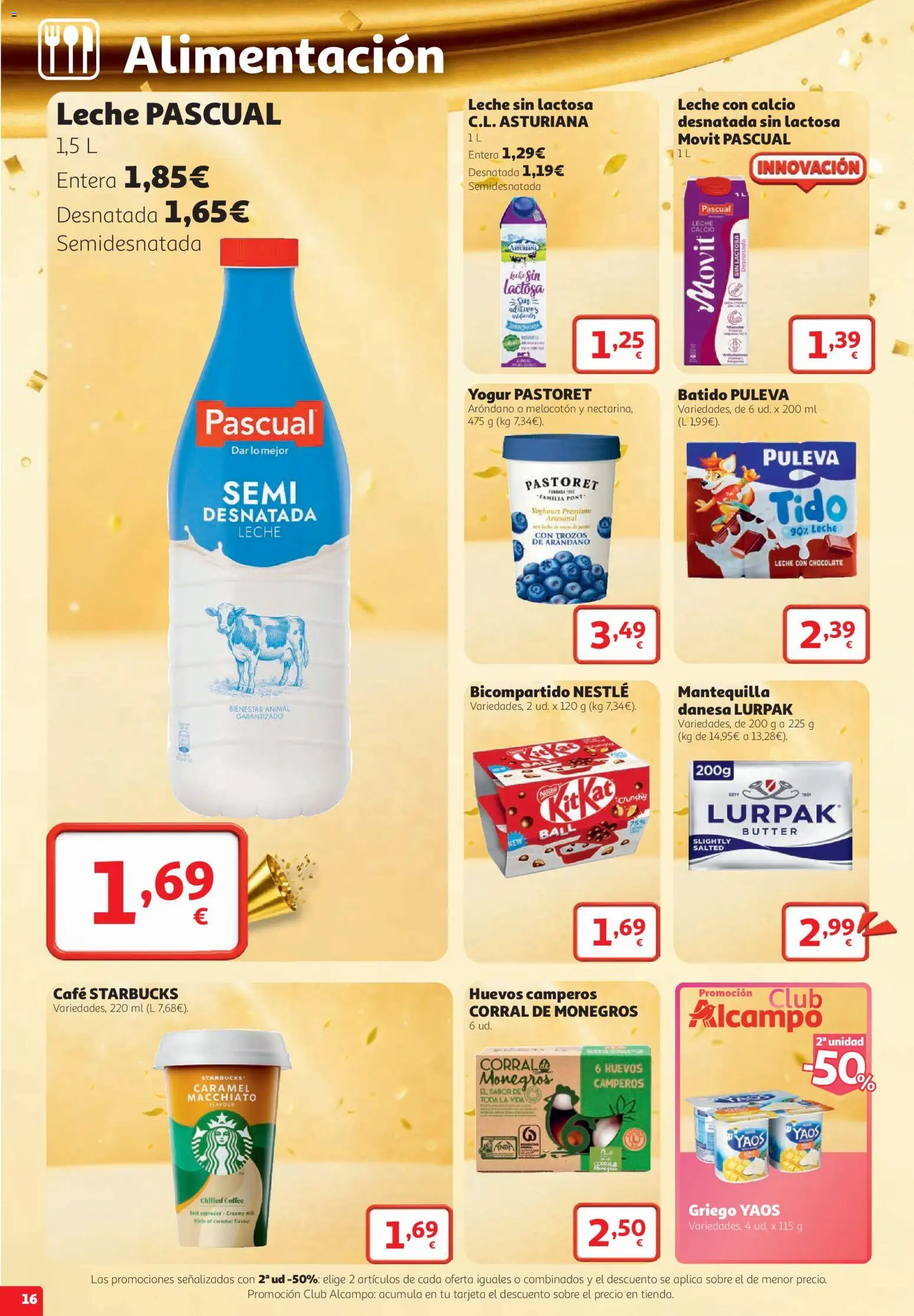 Alcampo folleto Vilanova I La Geltrú │ válido desde el 22/10/2026 | Página: 16 | Productos: Leche, Yogur, Café, Chocolate
