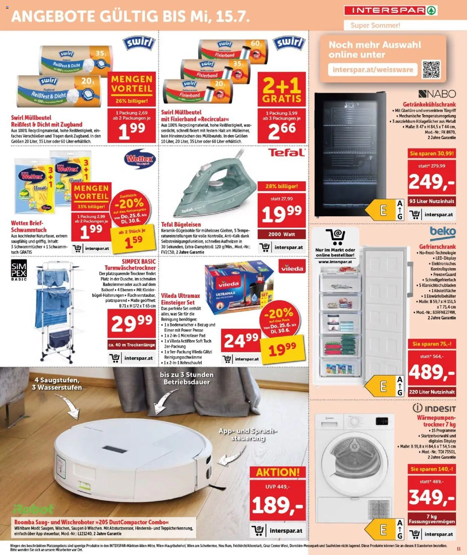 Interspar Flugblatt - Burgenland Sued gültig ab 25.06.2026 | Seite: 12 | Produkte: Gefrierschrank, Trockner, Bügeleisen, Presse