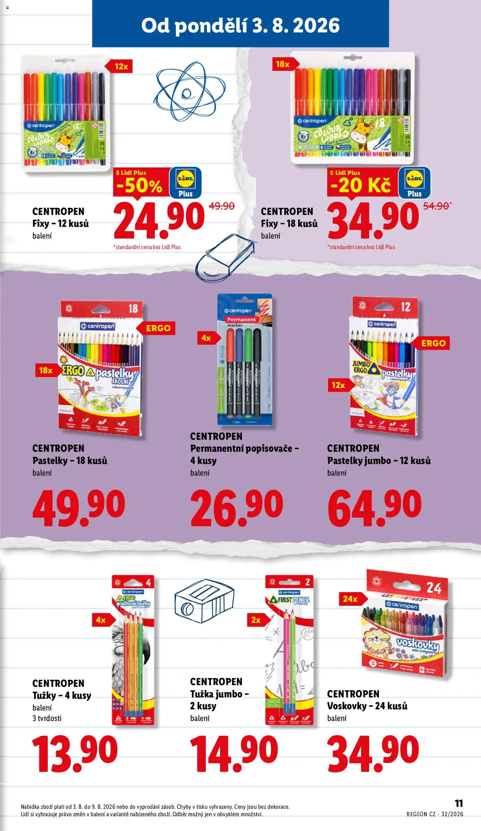 Lidl leták - Škola od 04.08.2026 | Strana: 11 | Produkty: Voskovky, Pastelky, Fixy, Tužka