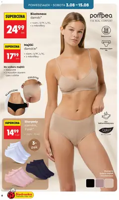 Pogląd oferty "Biustonosz damski*, Biustonosz damski z mikrofibry, dostępny w rozmiarach S/M, L/XL." - ważna od 03.08.2026 | Strona: 6 | Produkty: Majtki, Biustonosz, Skarpety