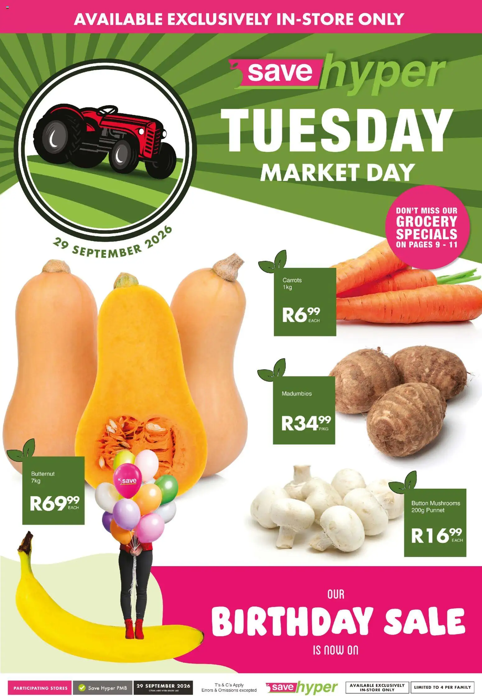 New Save catalogue – valid from 29/09/2026 | Page: 1 | Products: Mushrooms, Carrots