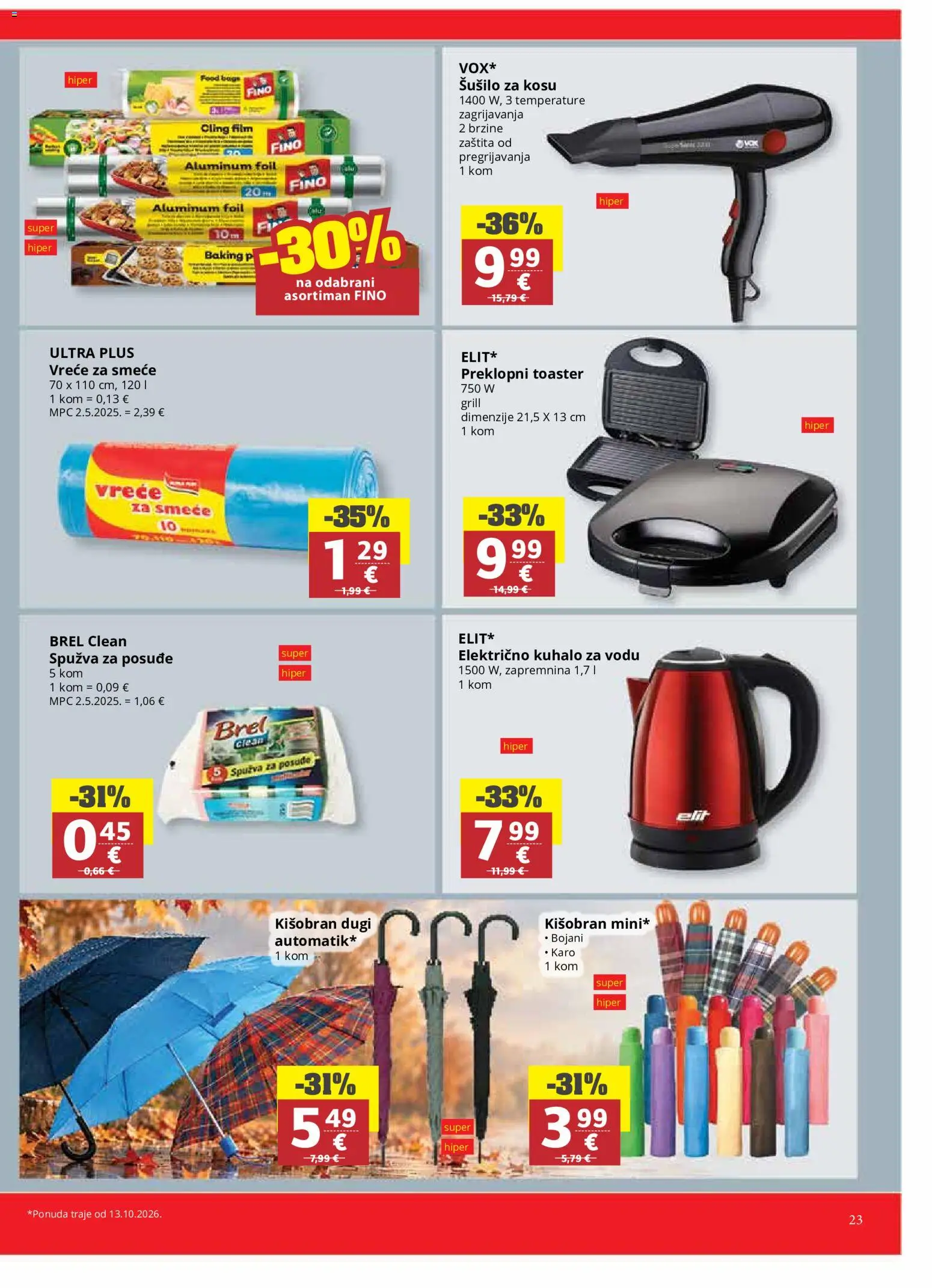 Ribola katalog | vrijedi od 30.09.2026 | Stranica: 23 | Proizvodi: Kuhalo za vodu, Sušilo za kosu, Električno kuhalo za vodu, Grill
