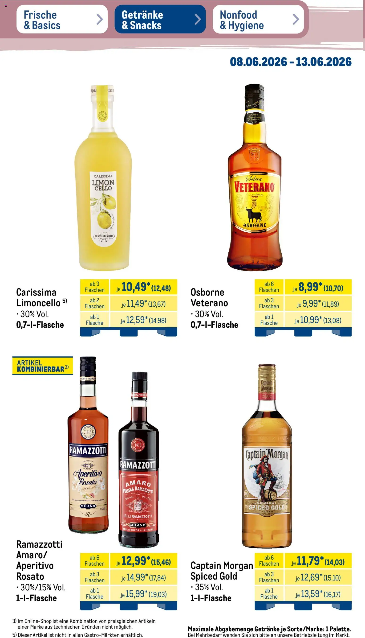 Metro Prospekt – gültig ab 08.06.2026 | Seite: 34 | Produkte: Osborne, Limoncello, Captain morgan, Ramazzotti