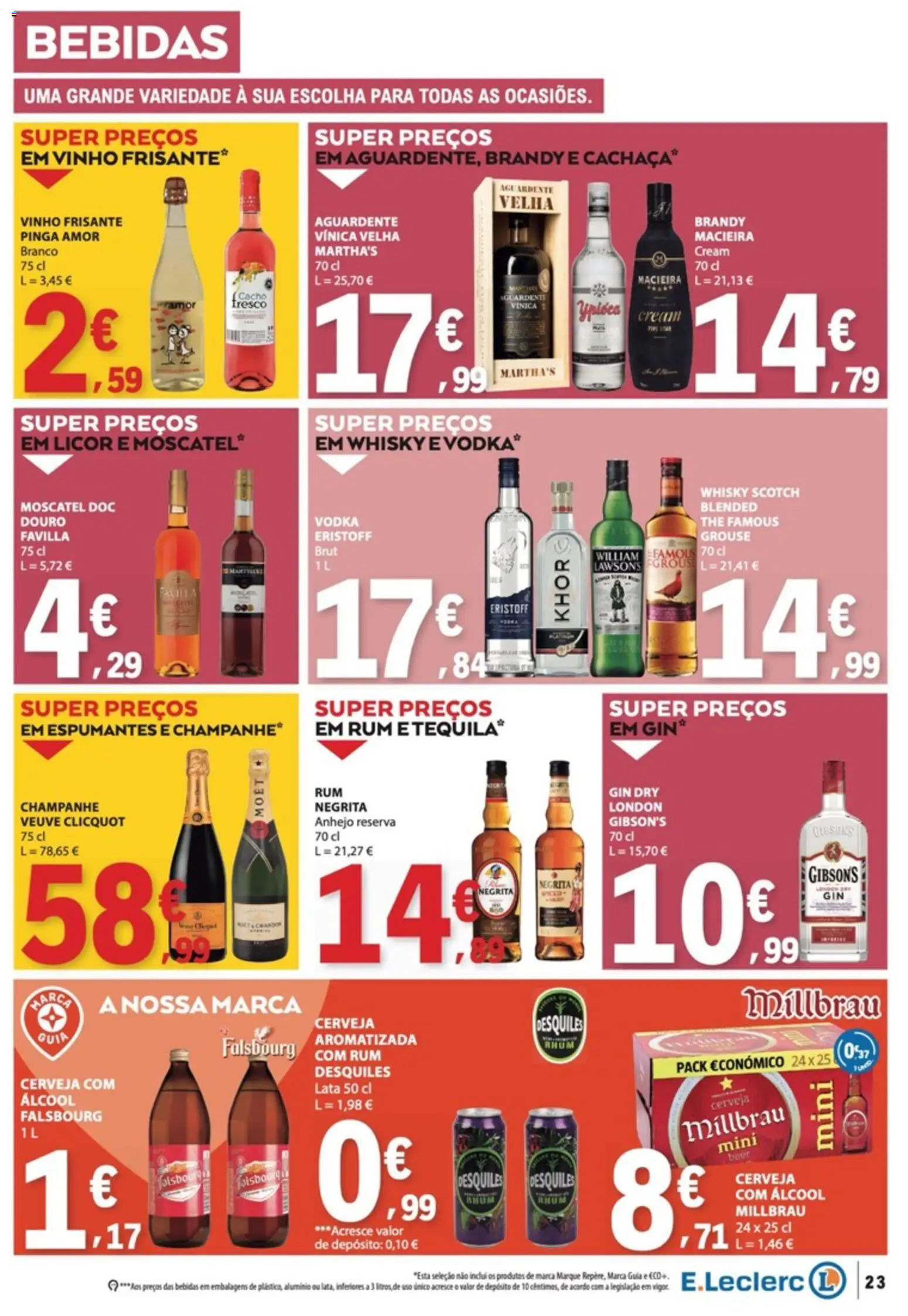 E.Leclerc folheto │ válido de 01/10/2026 | Página: 23 | Produtos: Cachaça, Vinho, Cerveja, Vodka