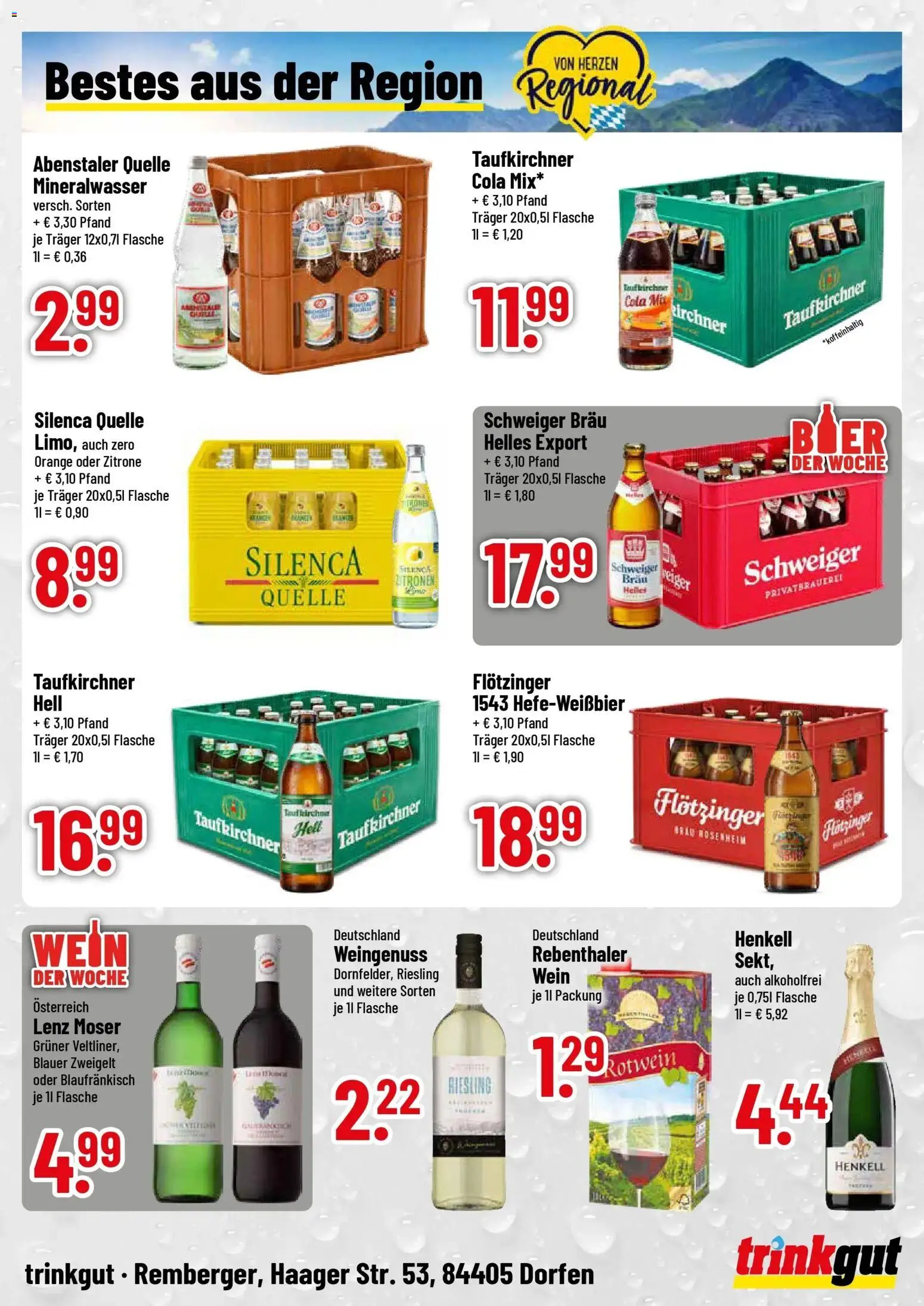 Trinkgut Prospekt Dorfen (ab 07.09.2026) » Angebote online | Seite: 4 | Produkte: Cola, Mineralwasser, Zitrone, Wein