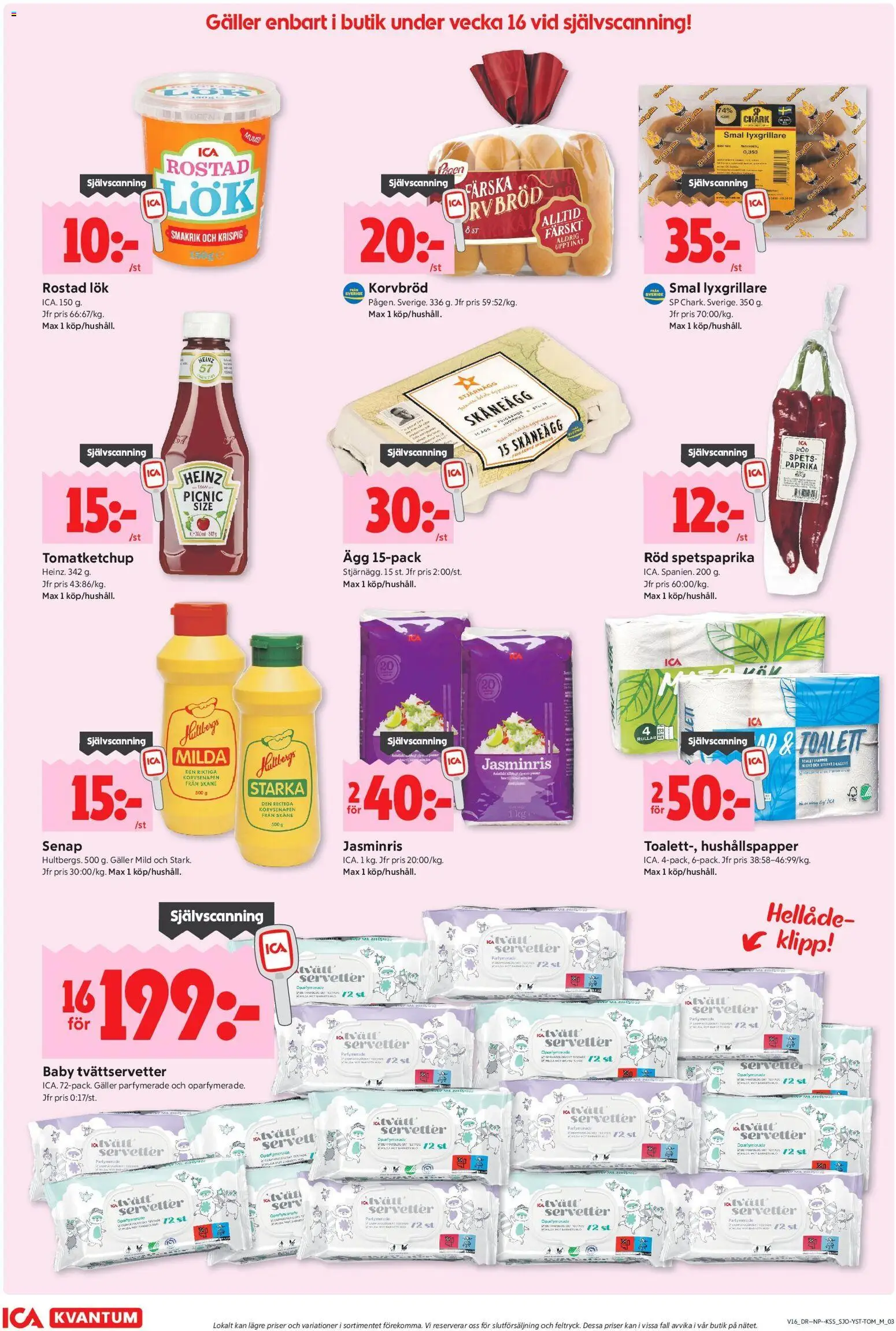 ICA Kvantum reklamblad aktuell från 13.04.2026 | Sida: 8 | Produkter: Hushållspapper, Galler, Korvbröd, Servetter