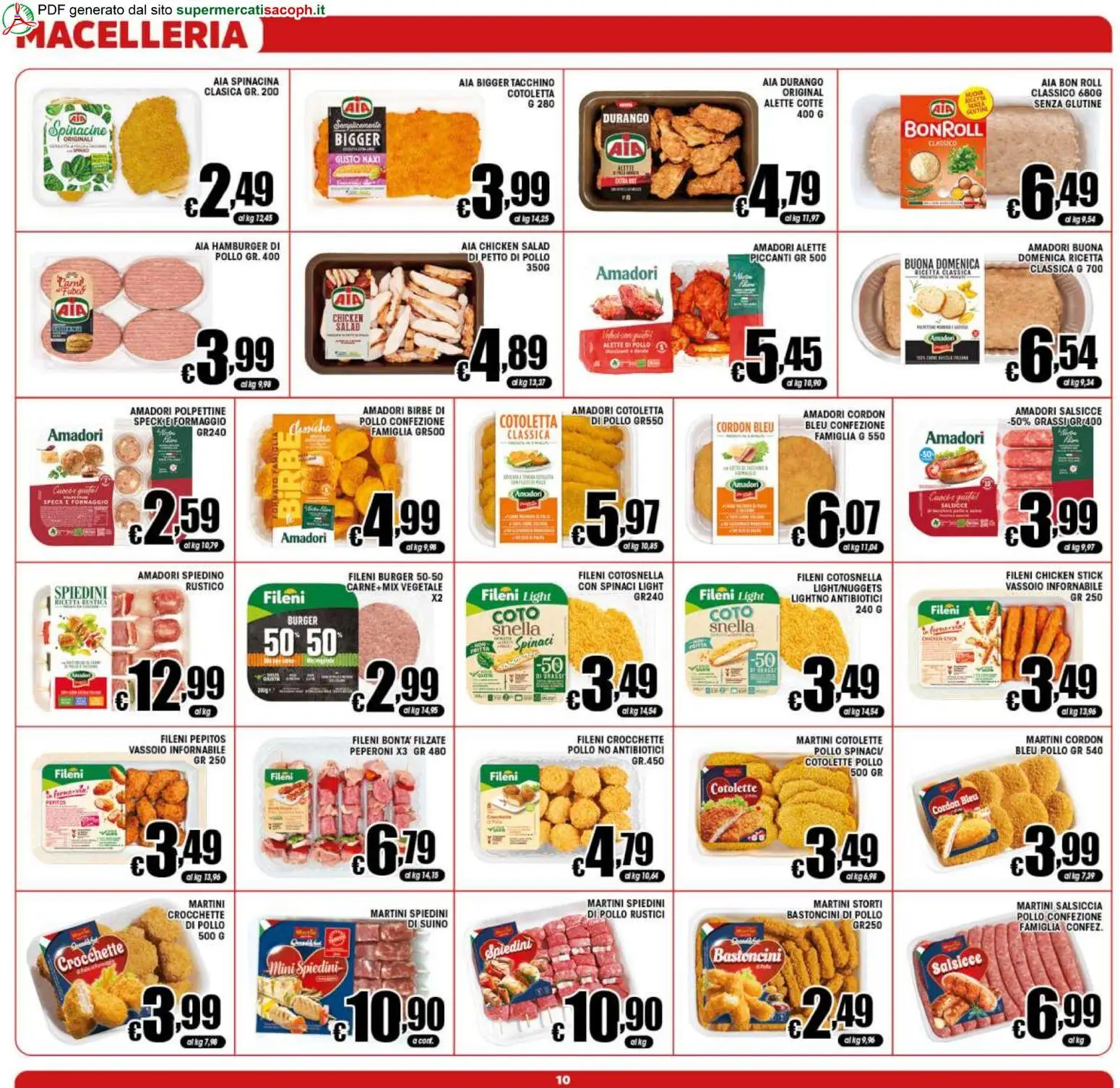 Volantino Sacoph del 29.05.2026 | Pagina: 10 | Prodotti: Petto di Pollo, Pollo, Tacchino, Spiedini