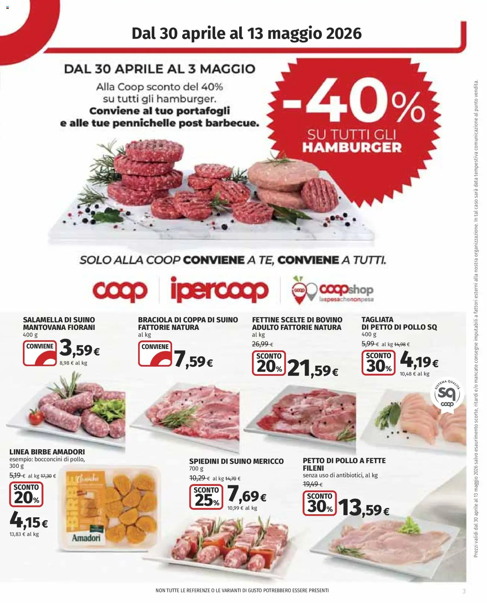 Volantino COOP del 30.04.2026 | Pagina: 3 | Prodotti: Bovino, Salamella, Suino, Data