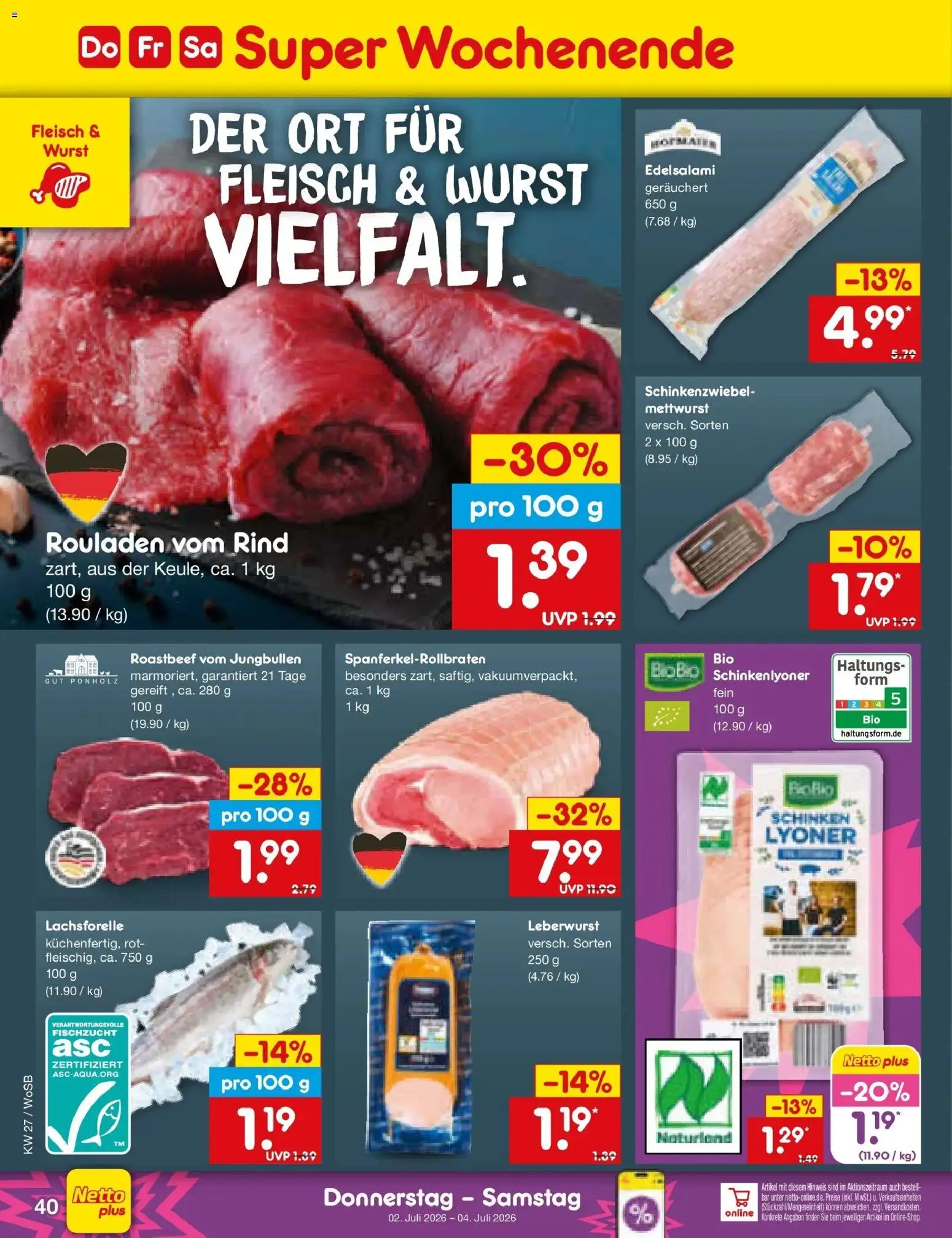 Netto Marken-Discount Prospekt Mannheim – gültig ab 28.06.2026 | Seite: 58 | Produkte: Roastbeef, Wurst, Schinken, Fleisch