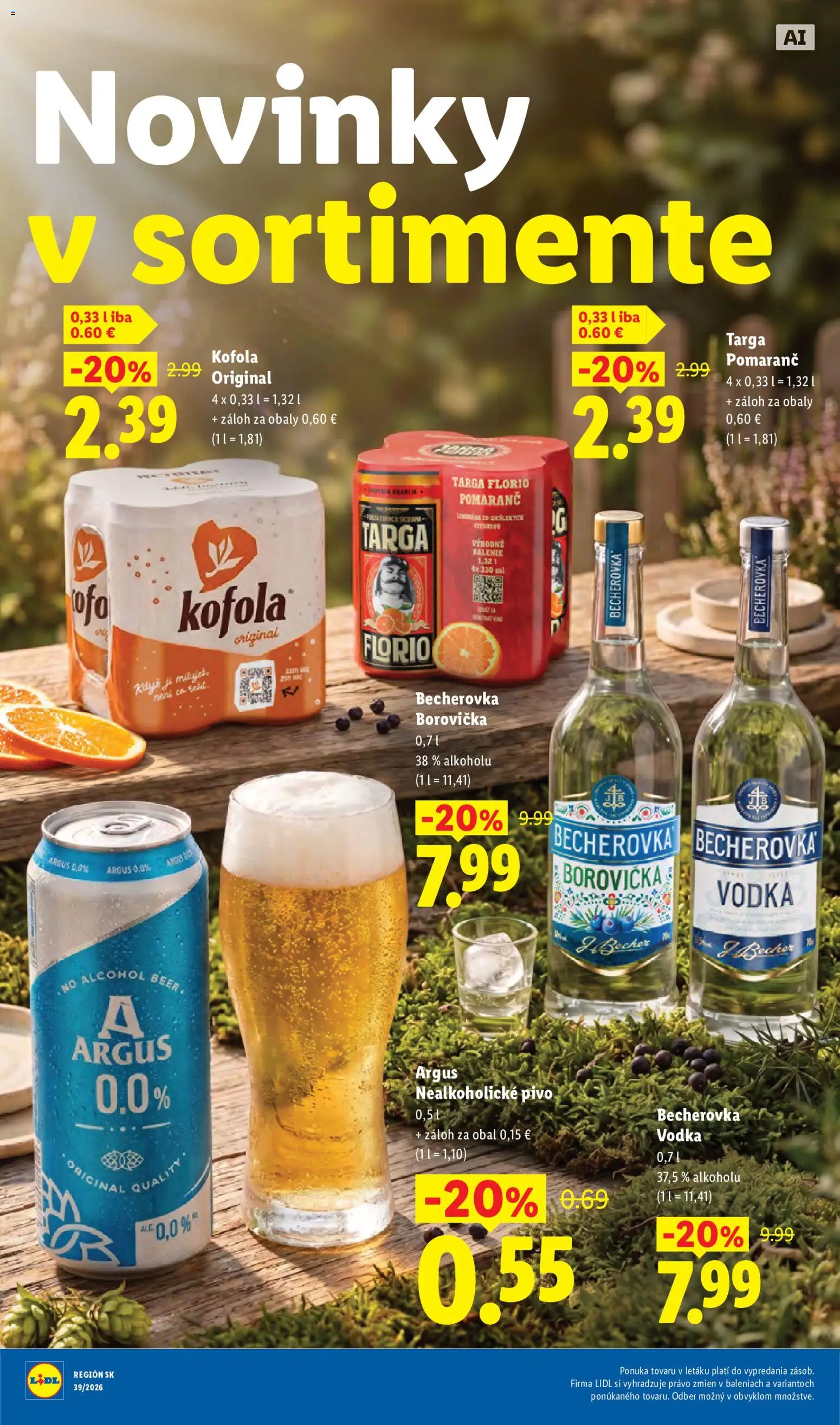 Nové Lidl akcie – leták je platný od 21.09.2026 | Strana: 97 | Produkty: Becherovka, Pivo, Borovička, Kofola