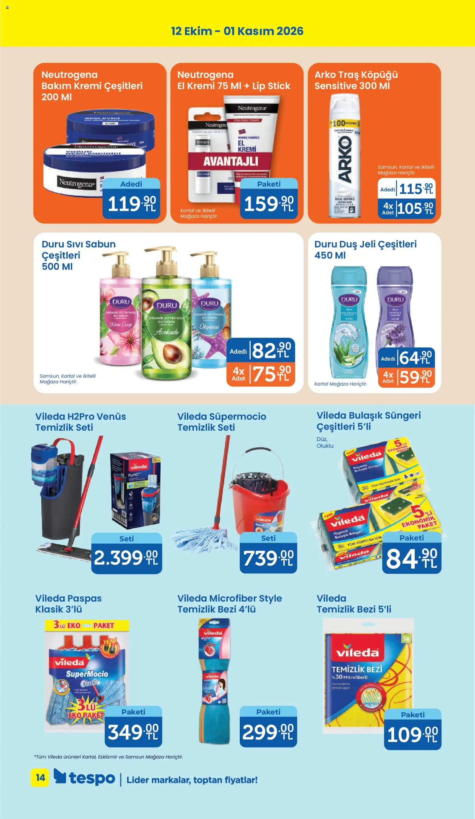 Tespo Katalog - 12 Ekim 2026 tarihinden itibaren geçerlidir | Sayfa: 14 | Ürünler: Paspas, El kremi, Sabun, Duş jeli