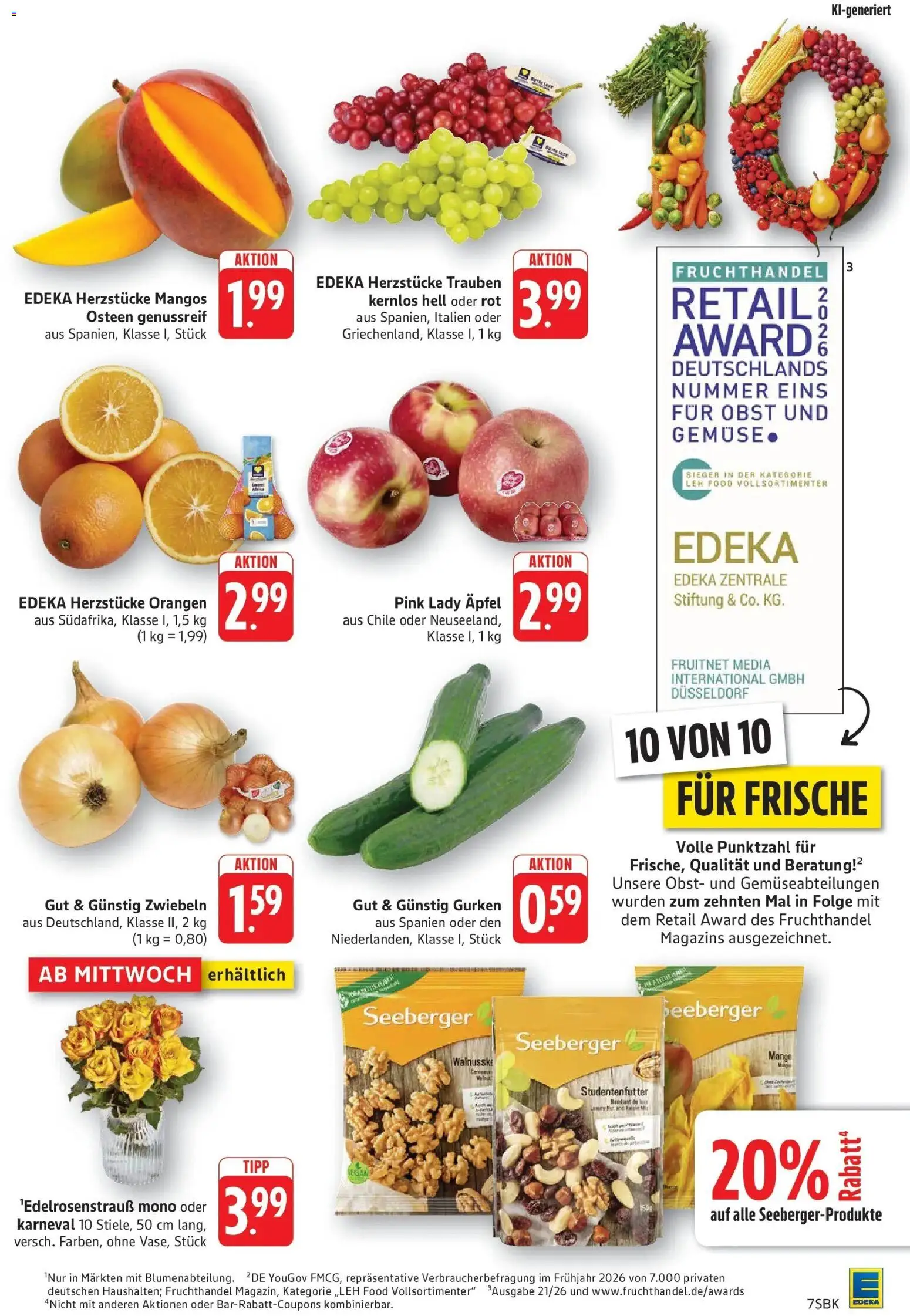 Edeka Prospekt Walldorf (ab 28.09.2026) » Angebote Online | Seite: 7 | Produkte: Trauben, Orangen, Zwiebeln, Gemüse