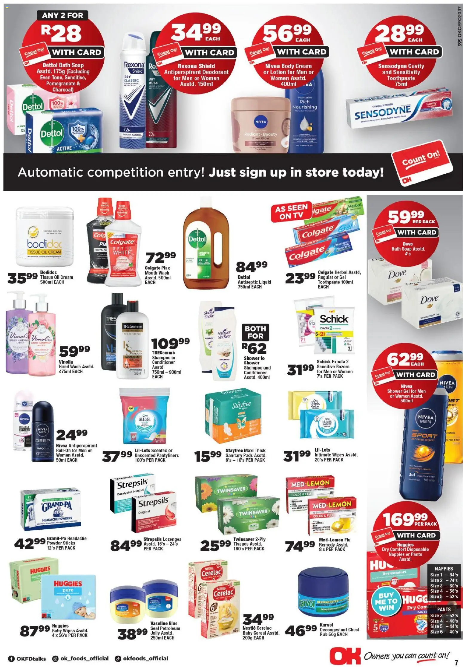 New OK Foods catalogue – valid from 24/06/2026 | Page: 7 | Products: Oil, Powder, Shower gel, Antiperspirant