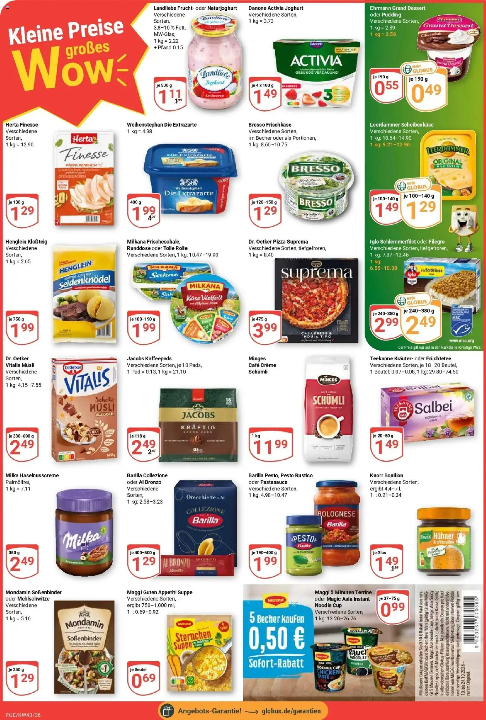 Globus Prospekt Rüsselsheim (ab 19.10.2026) » Angebote online | Seite: 2 | Produkte: Kaffeepads, Käse, Ehrmann grand dessert, Iglo schlemmerfilet