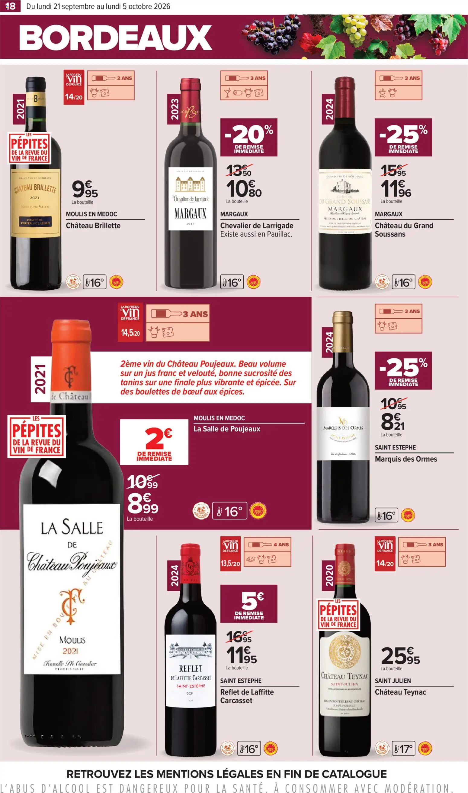 {H1} | Page: 18 | Produits: Boulettes de bœuf, Bouteille, Jus, Vin