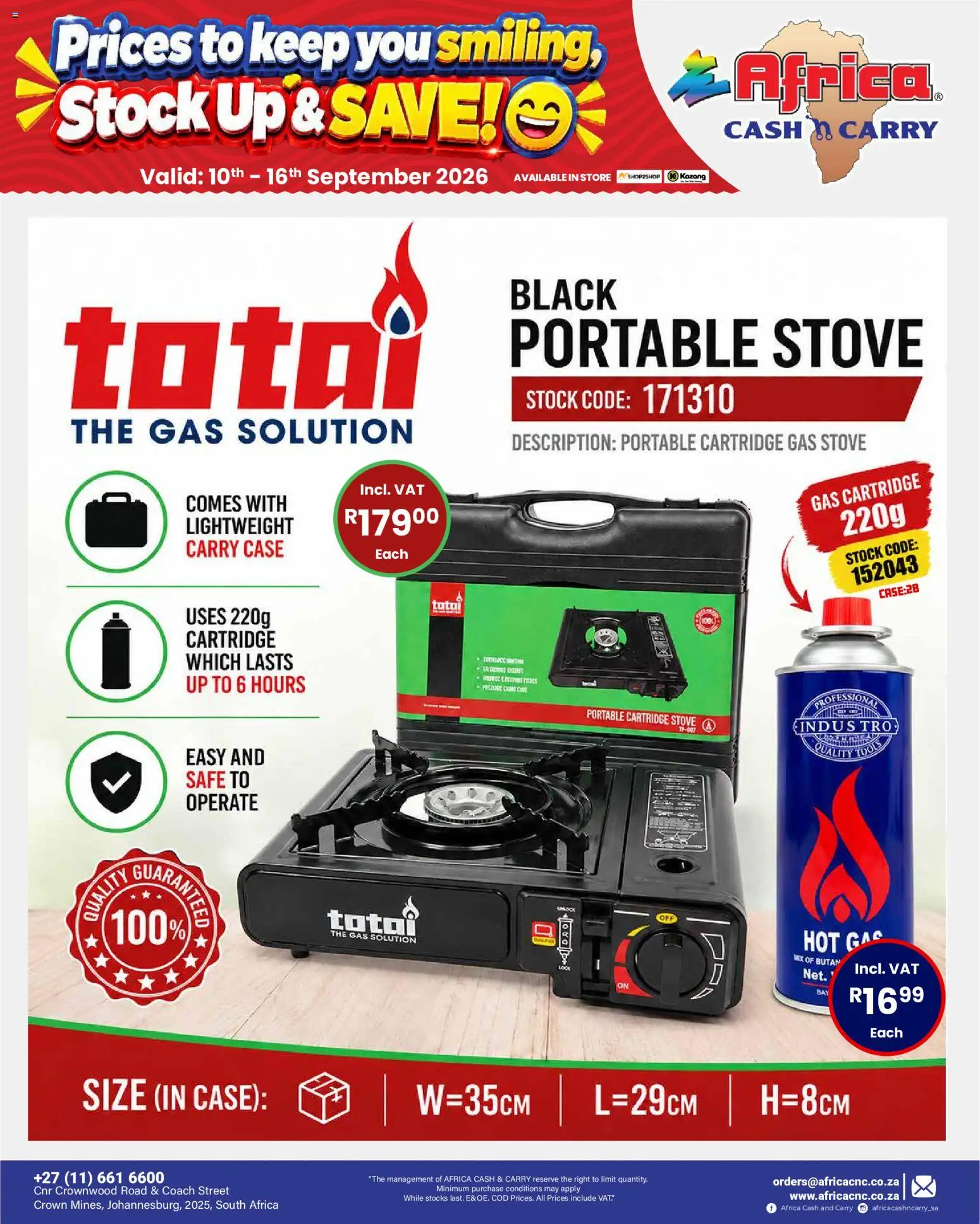 New Africa Cash & Carry catalogue – valid from 10/09/2026 | Page: 36 | Products: Case, Stove, Gas stove, Stock