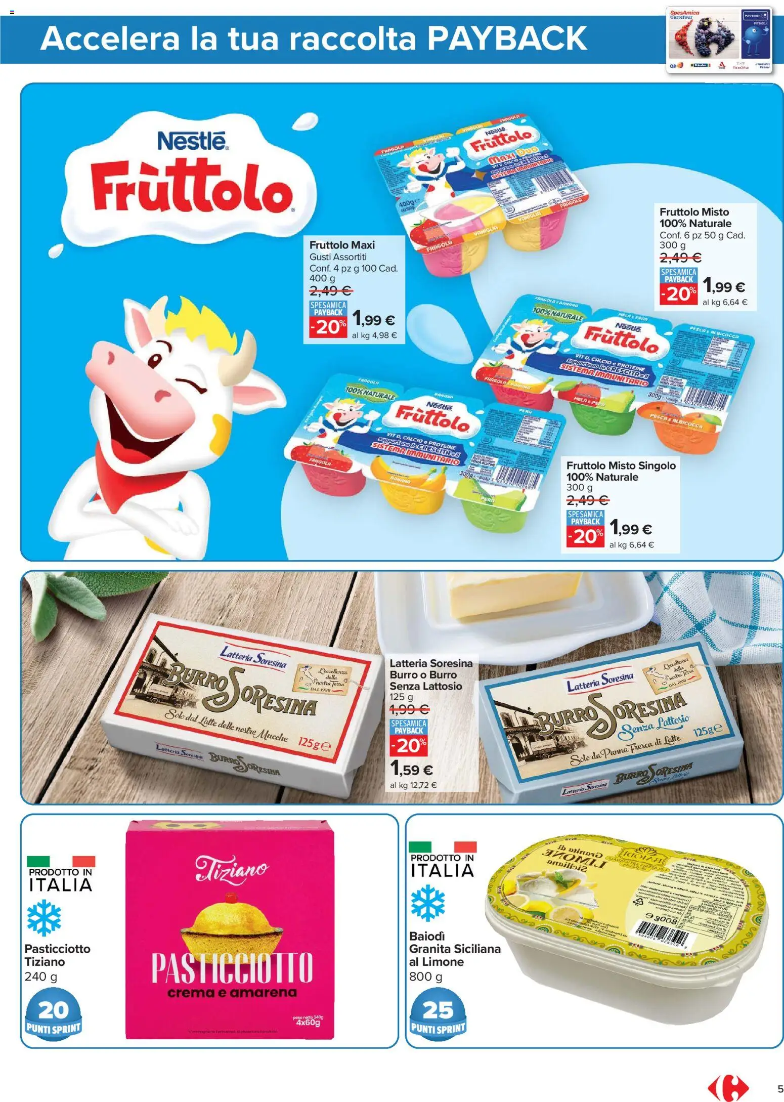 Volantino Carrefour del 20/08/2026 | Pagina: 5 | Prodotti: Limone, Pesca, Pera, Senza lattosio