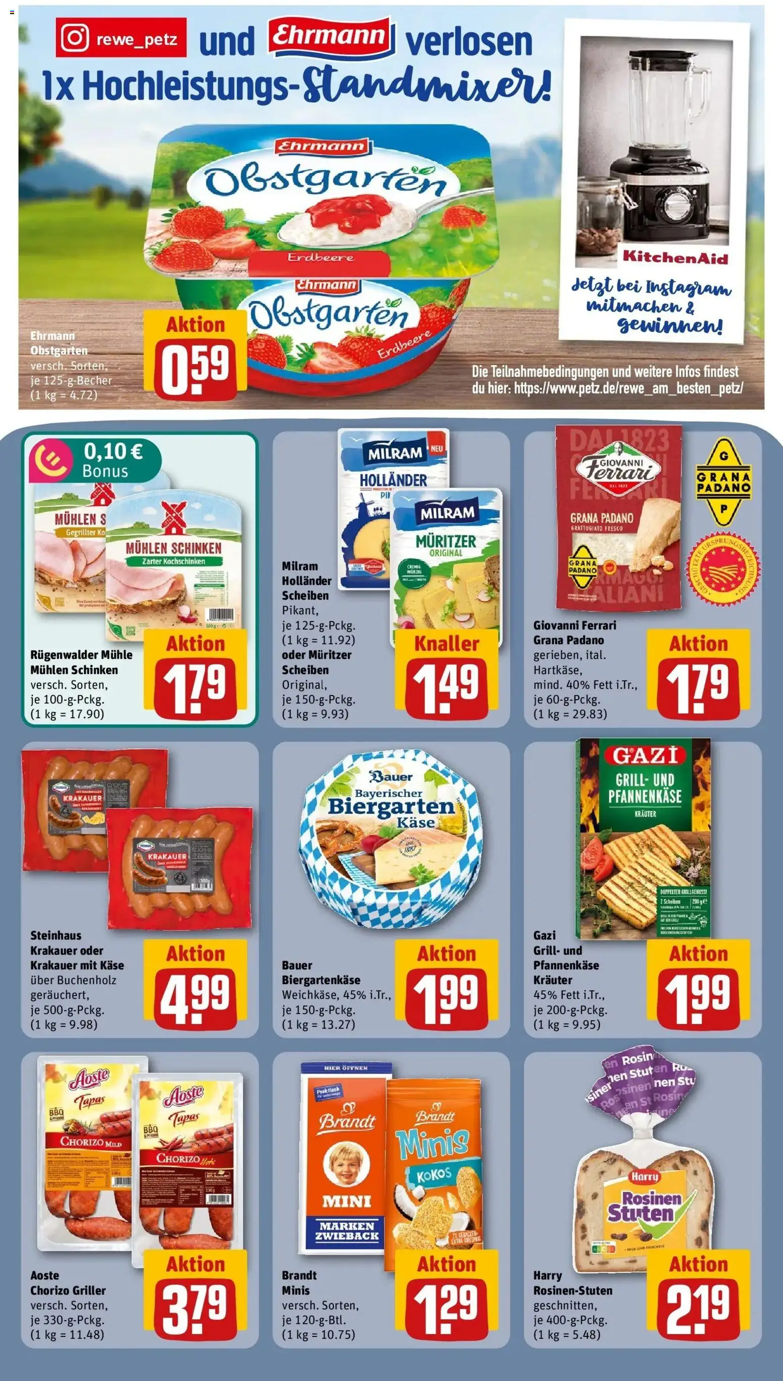 REWE Prospekt ab 10.08.2026 zum Blättern » Angebote | Seite: 12 | Produkte: Käse, Rosinen, Schinken, Griller
