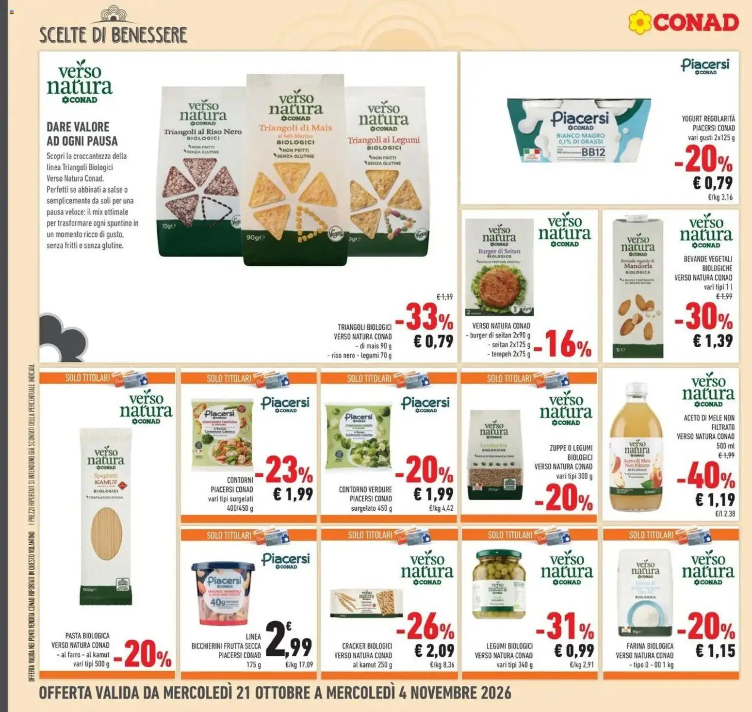 Volantino Conad del 21/10/2026 | Pagina: 22 | Prodotti: Legumi, Aceto di mele, Zuppe, Frutta