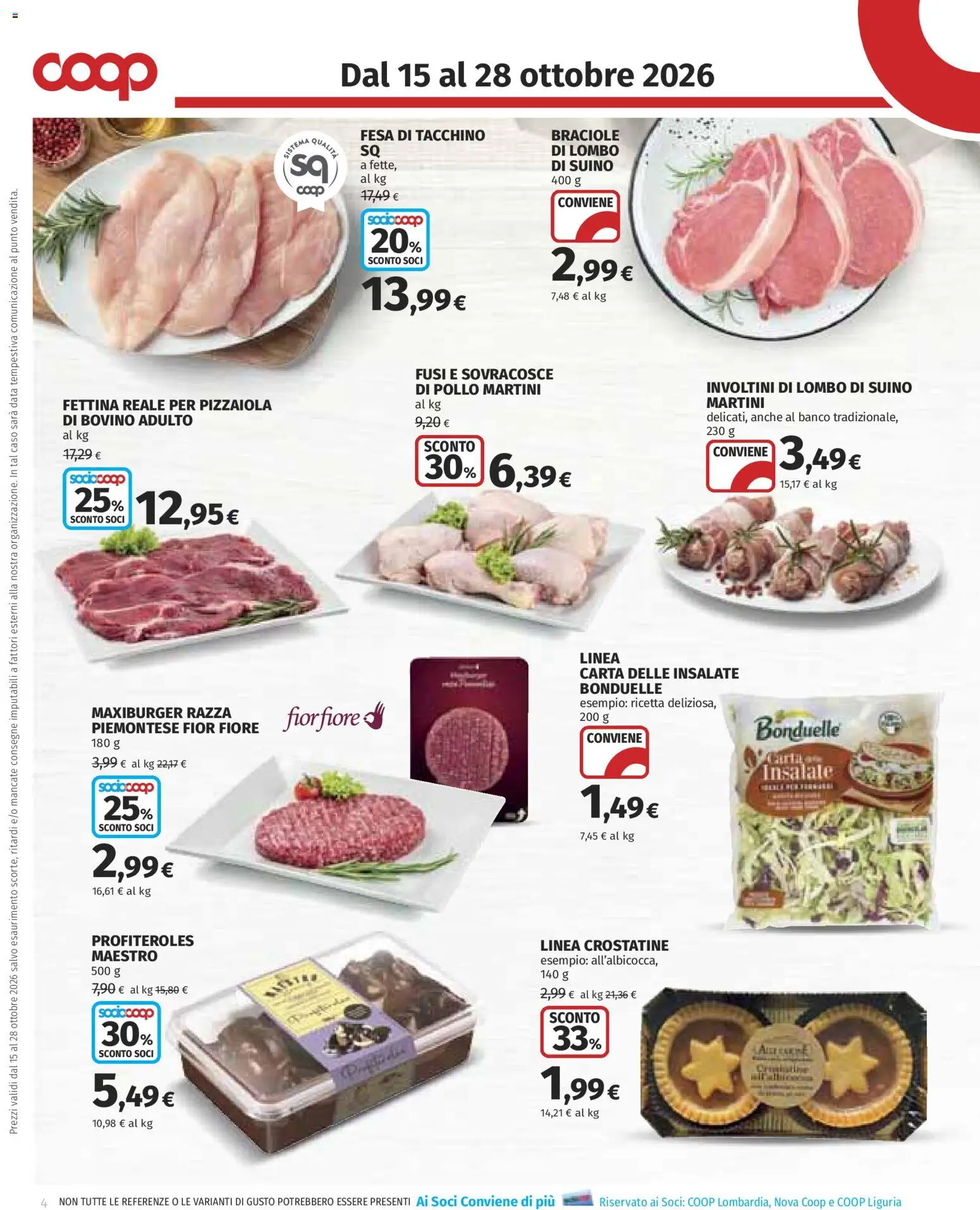 Volantino COOP del 15/10/2026 | Pagina: 4 | Prodotti: Bovino, Pollo, Tacchino, Crostatine