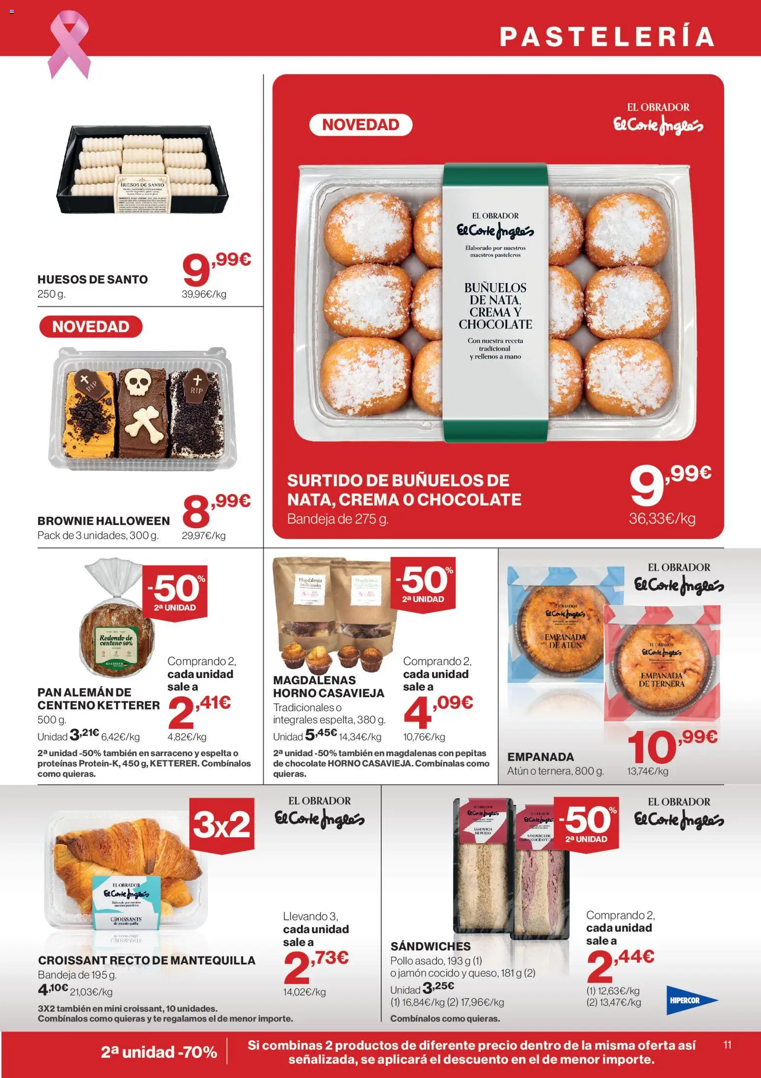Hipercor catálogo │ válido desde el 15/10/2026 | Página: 11 | Productos: Jamón cocido, Croissant, Horno, Mantequilla